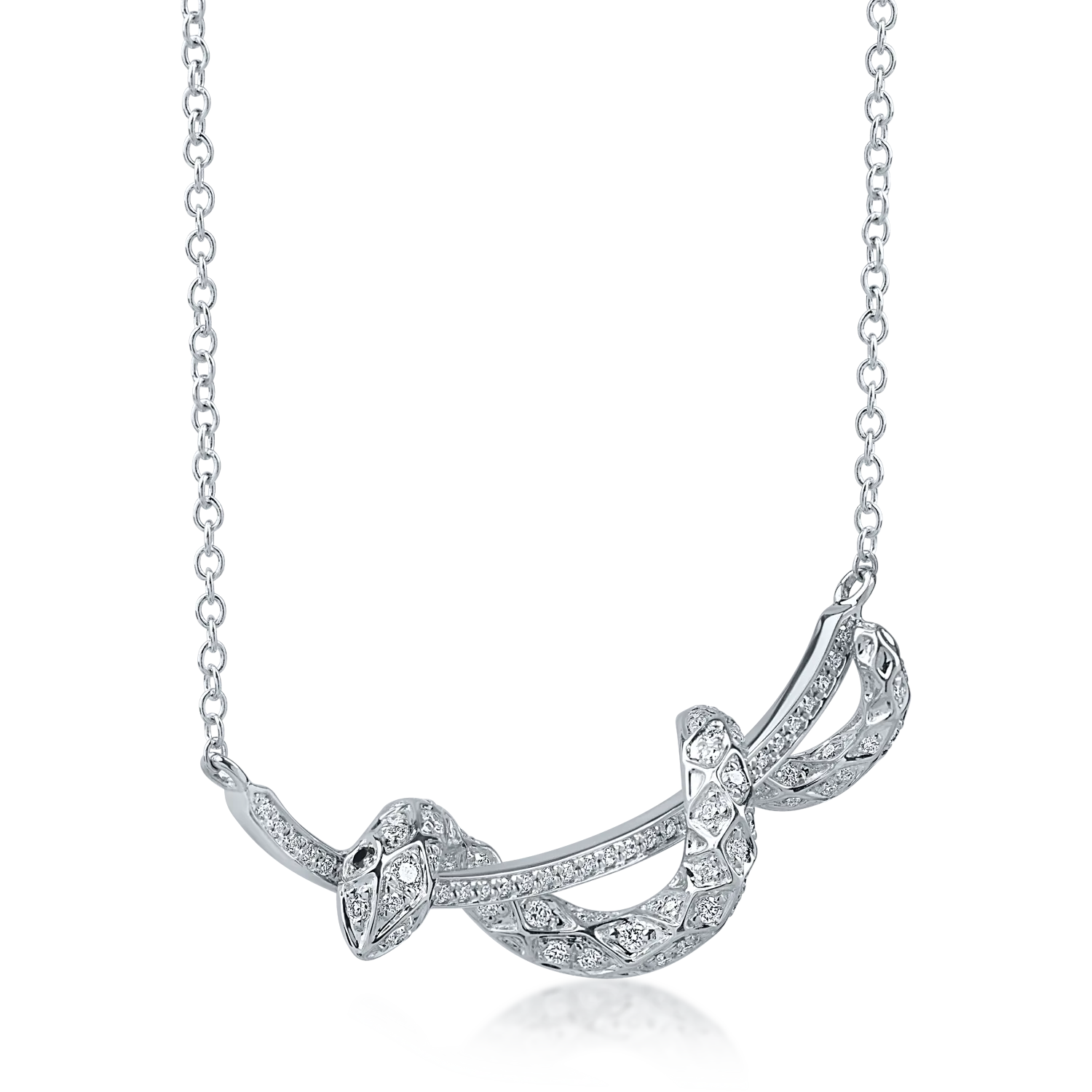 White gold necklace with snake pendant and 0.5ct diamonds