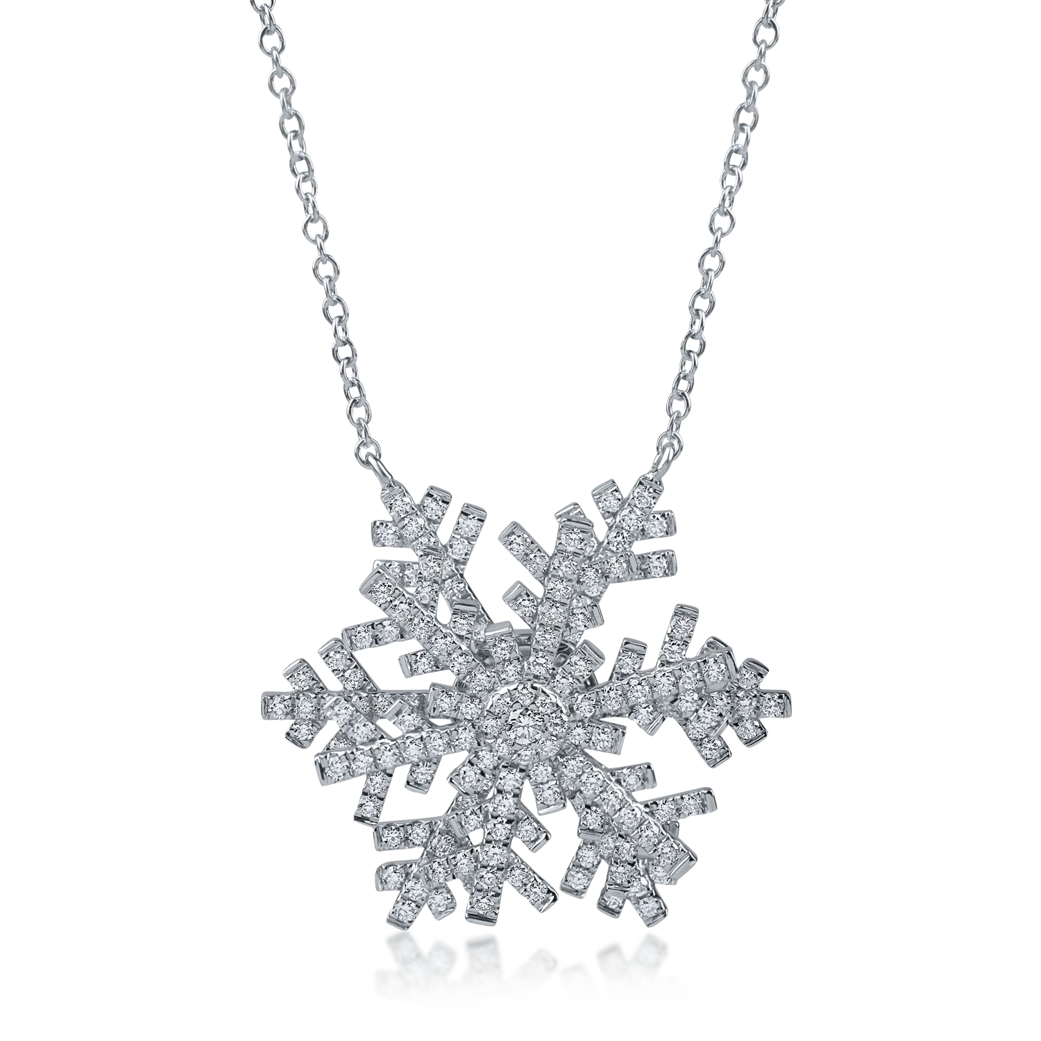 White gold necklace with snowflake pendant and 1ct diamonds