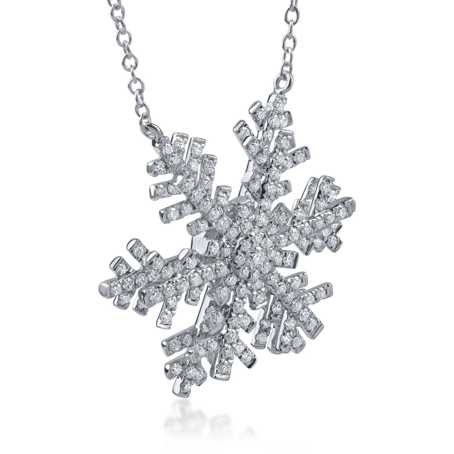 White gold necklace with snowflake pendant and 1ct diamonds