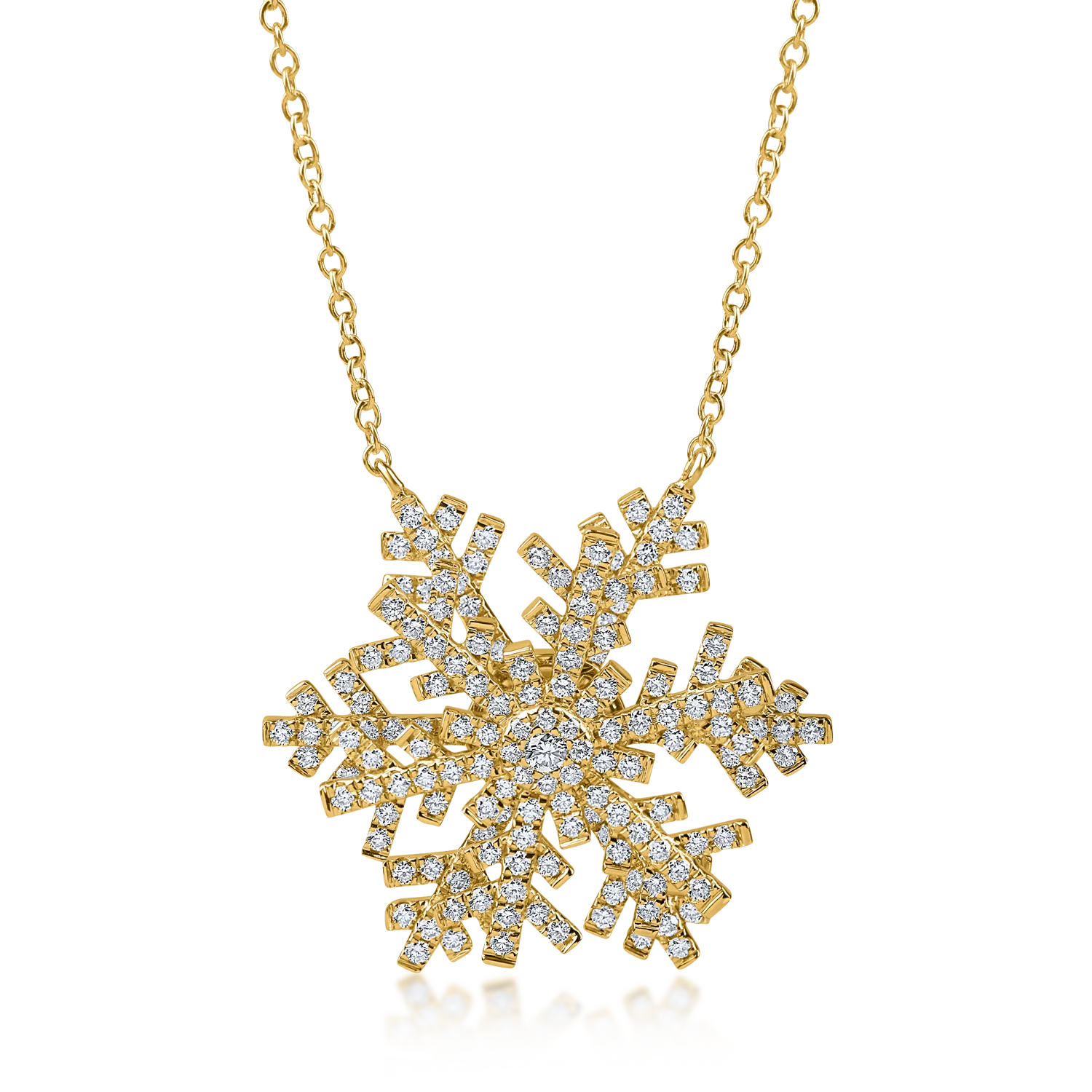 Teilor Lant cu pandantiv fulg de nea din aur galben cu diamante de 1.1ct