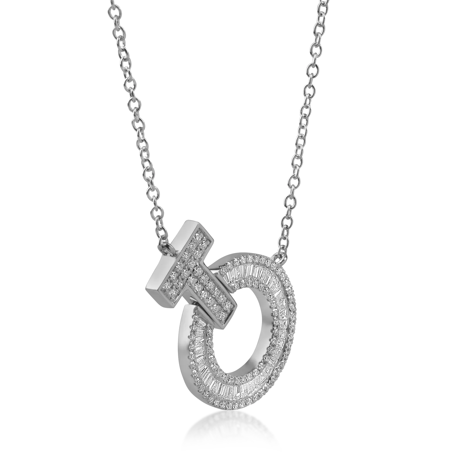 White gold circle pendant necklace with 0.6ct diamonds