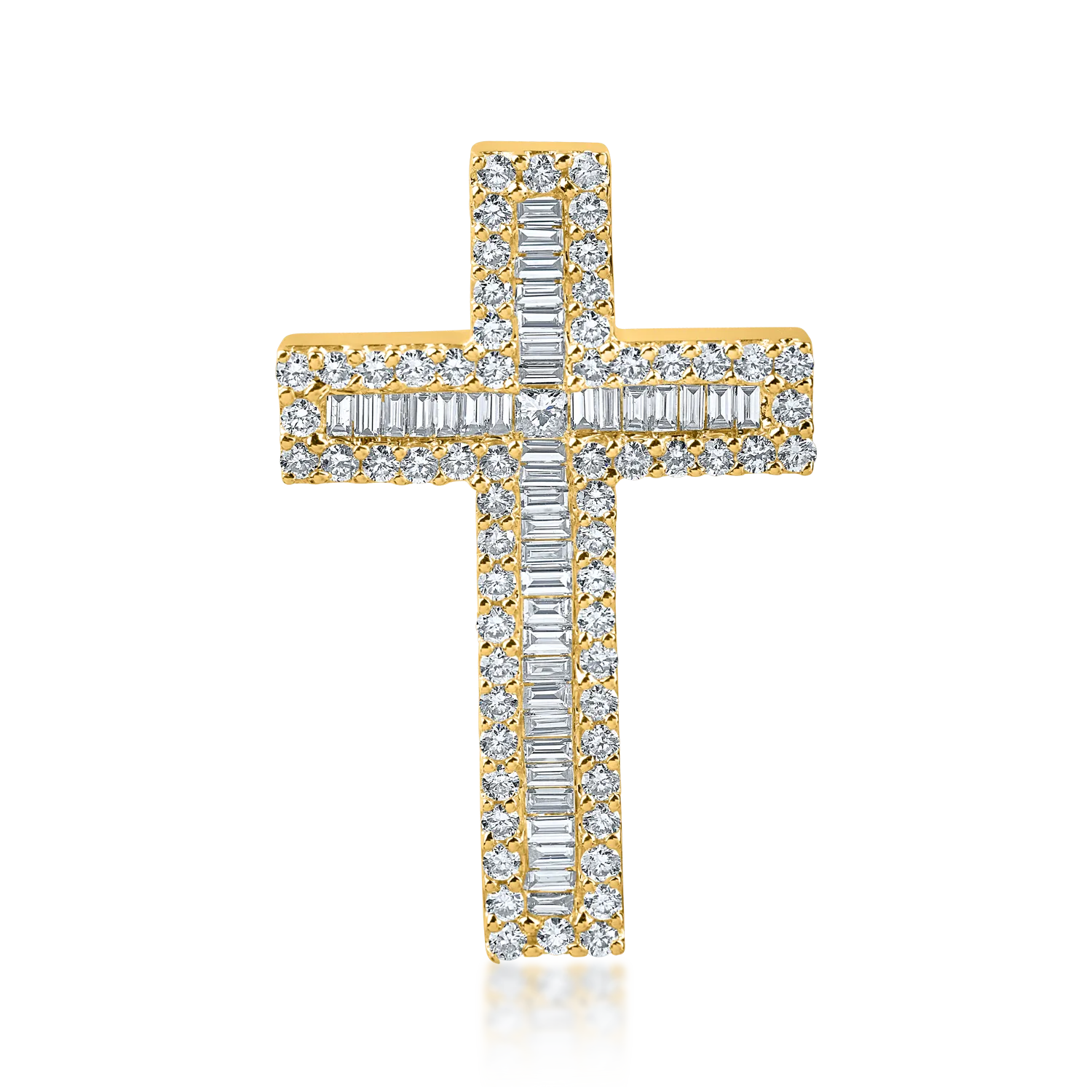 Yellow gold cross pendant with 1.2ct diamonds