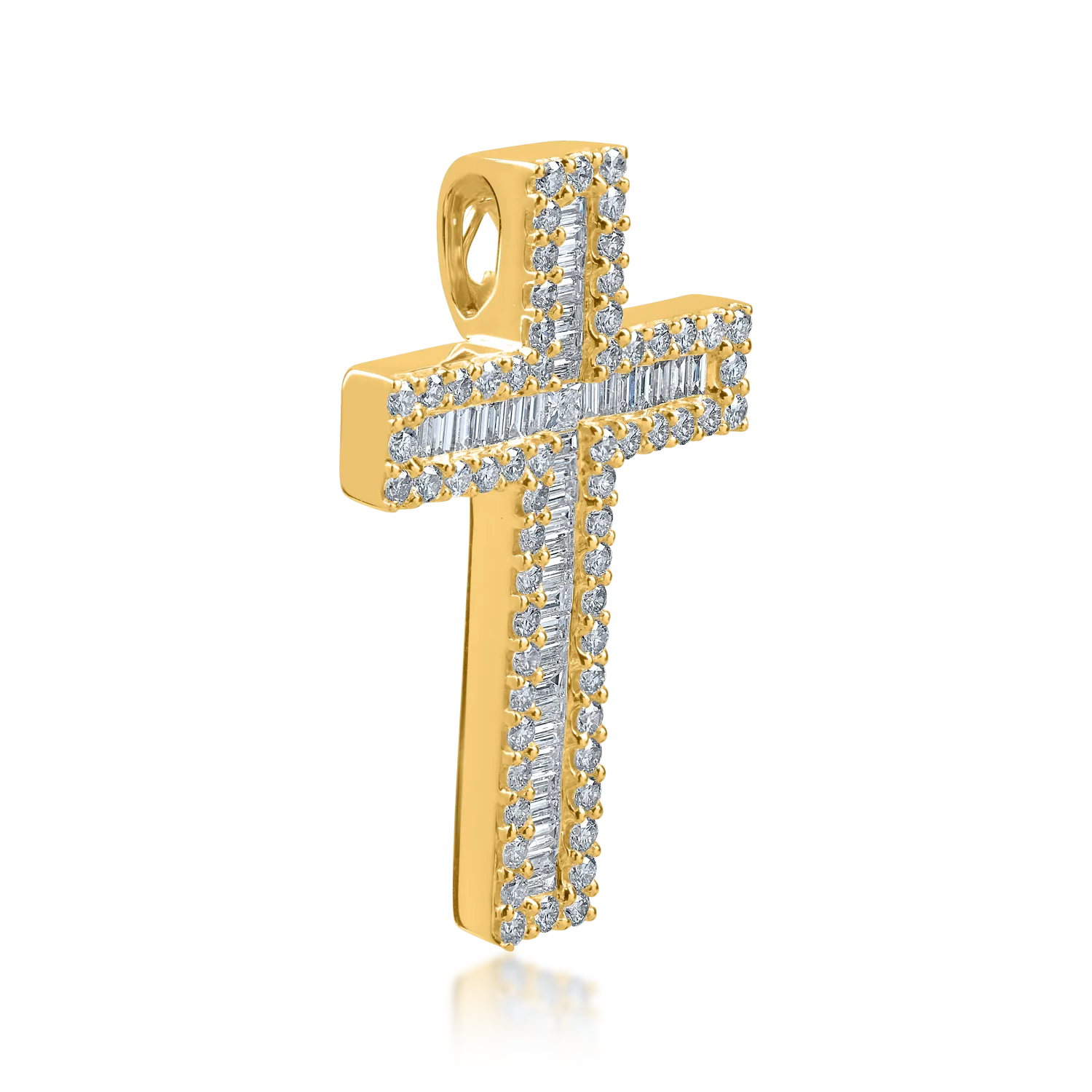 Yellow gold cross pendant with 1.2ct diamonds