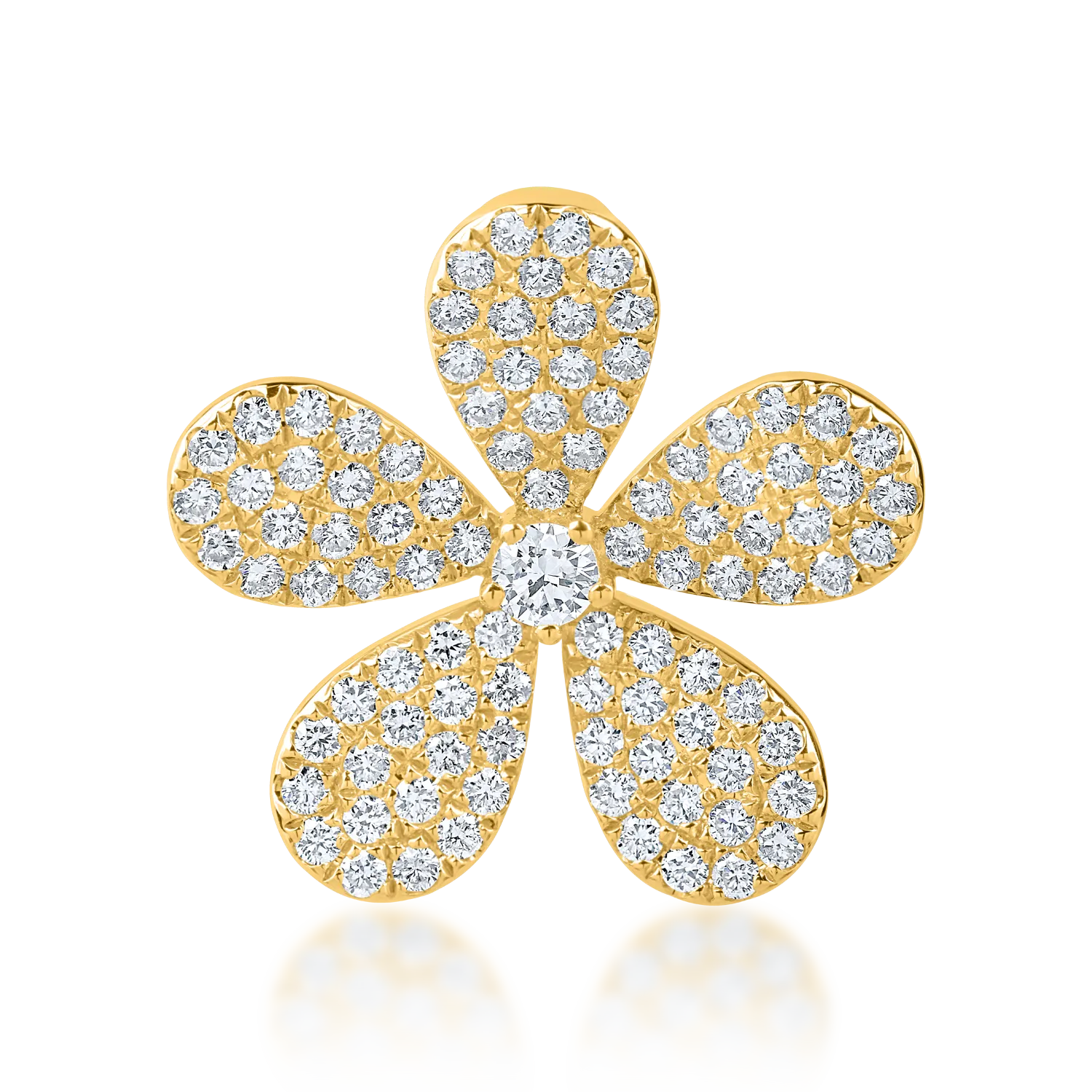 Yellow gold flower pendant with 0.9ct diamonds