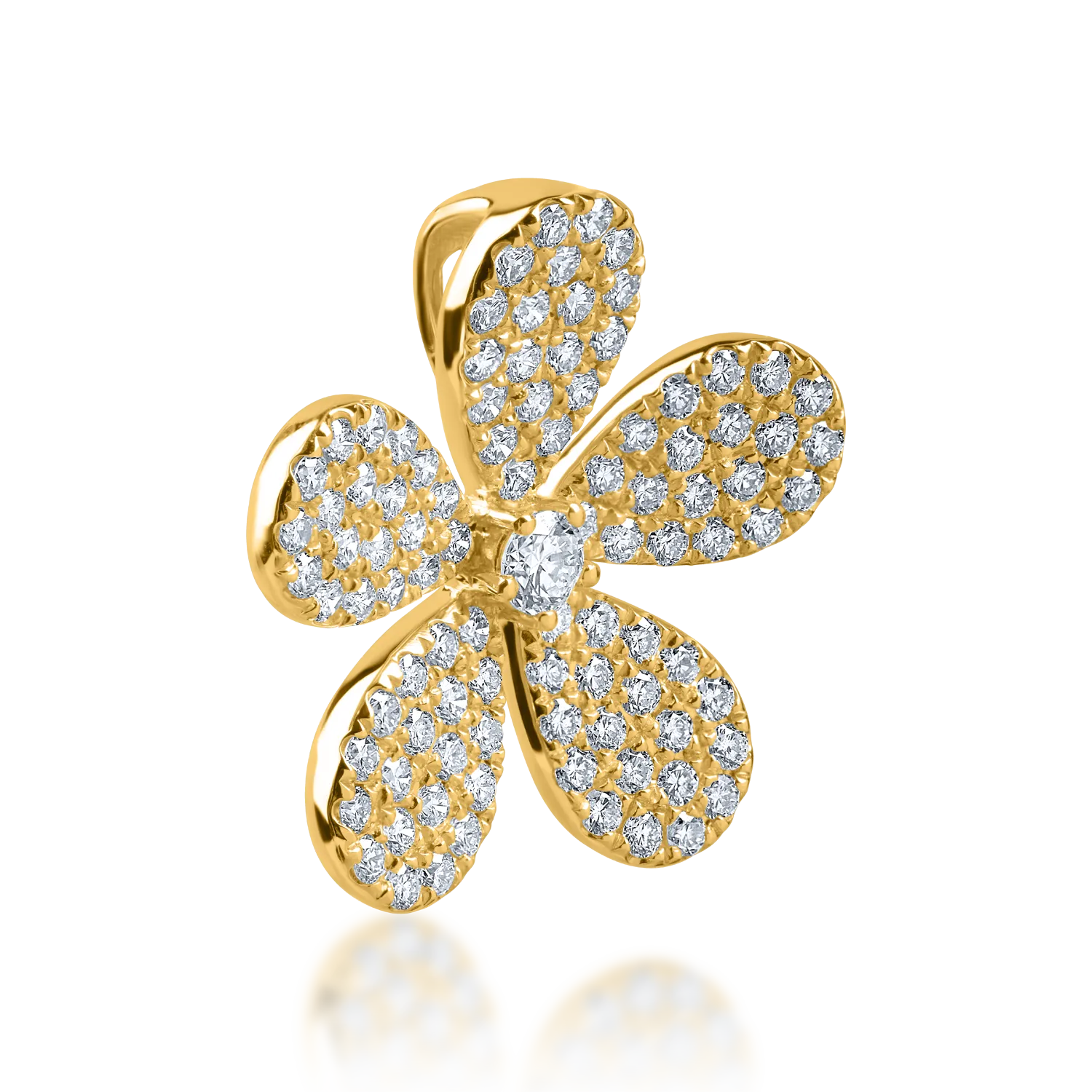 Yellow gold flower pendant with 0.9ct diamonds