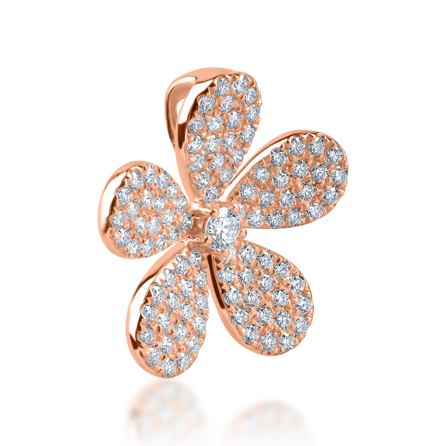 Pandantiv floare din aur roz cu diamante de 0.9ct