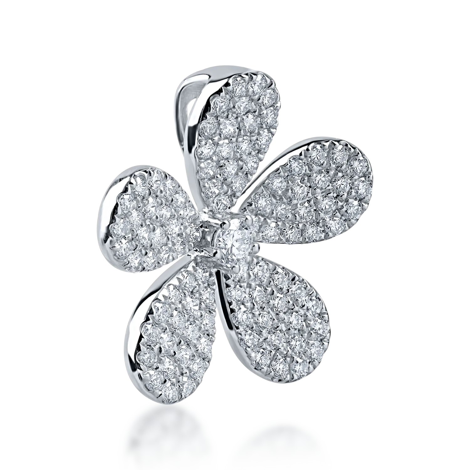 Pandantiv floare din aur alb cu diamante de 0.9ct