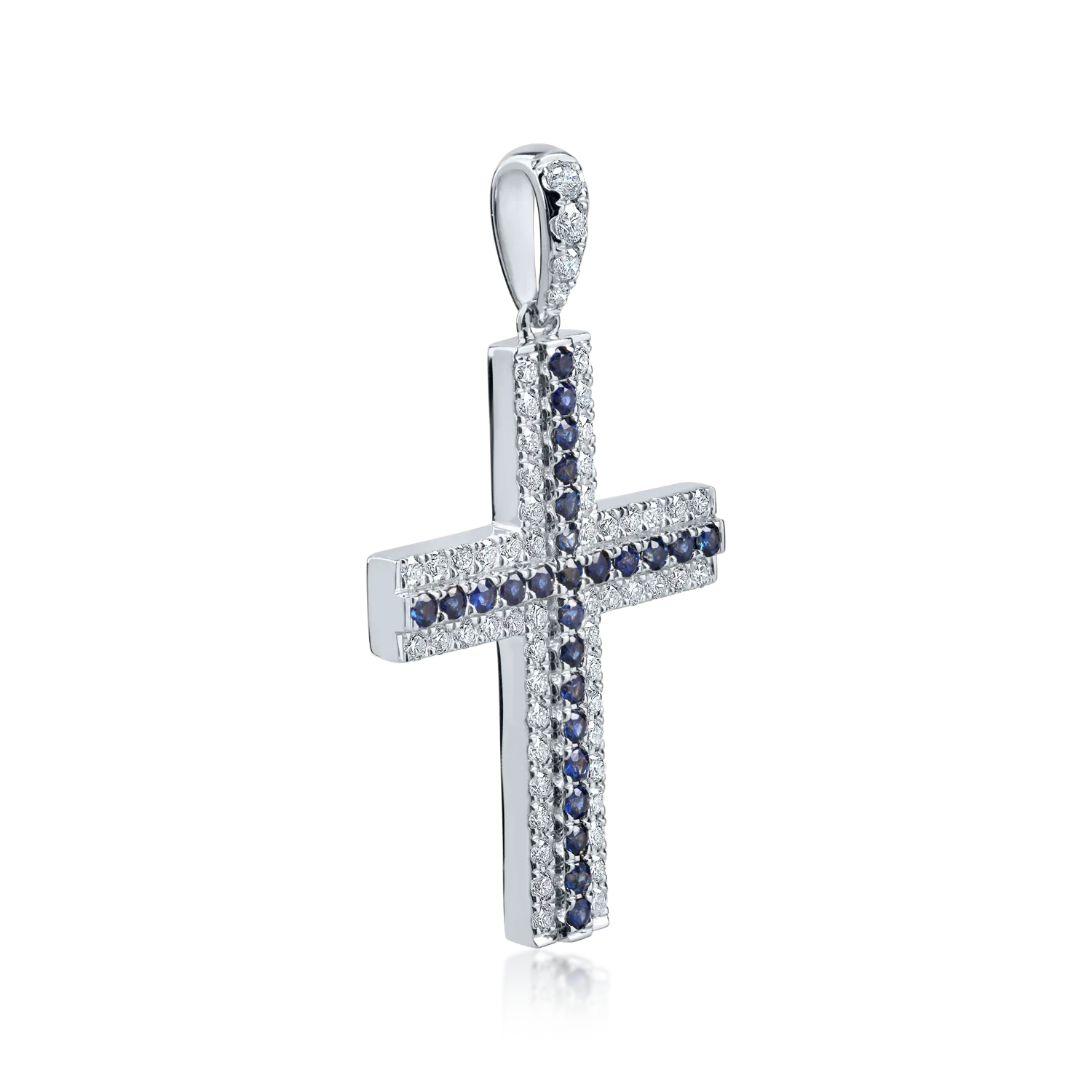 White gold cross pendant with 1.7ct sapphires and 0.9ct diamonds