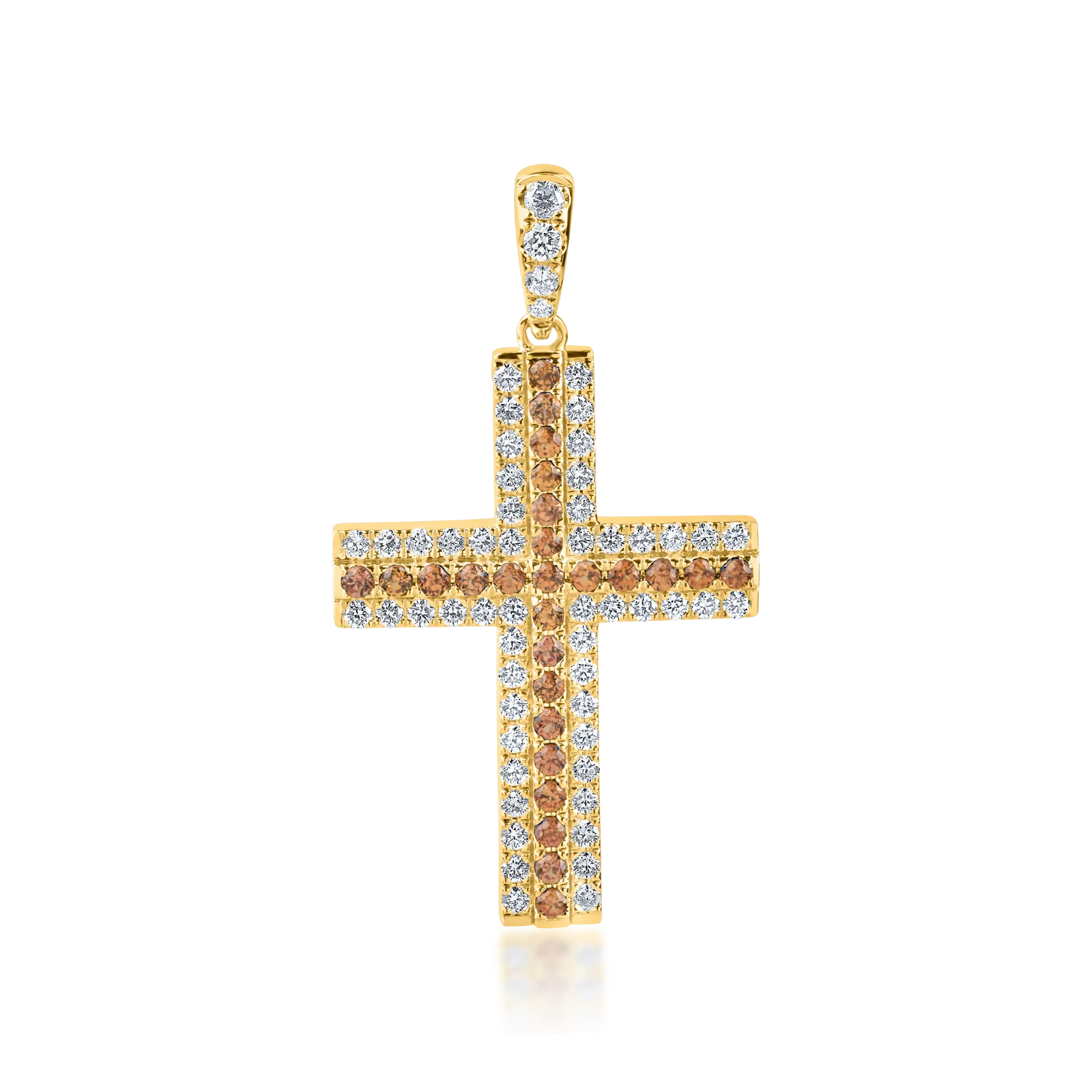 Yellow gold cross pendant with 0.9ct yellow sapphires and 0.9ct diamonds