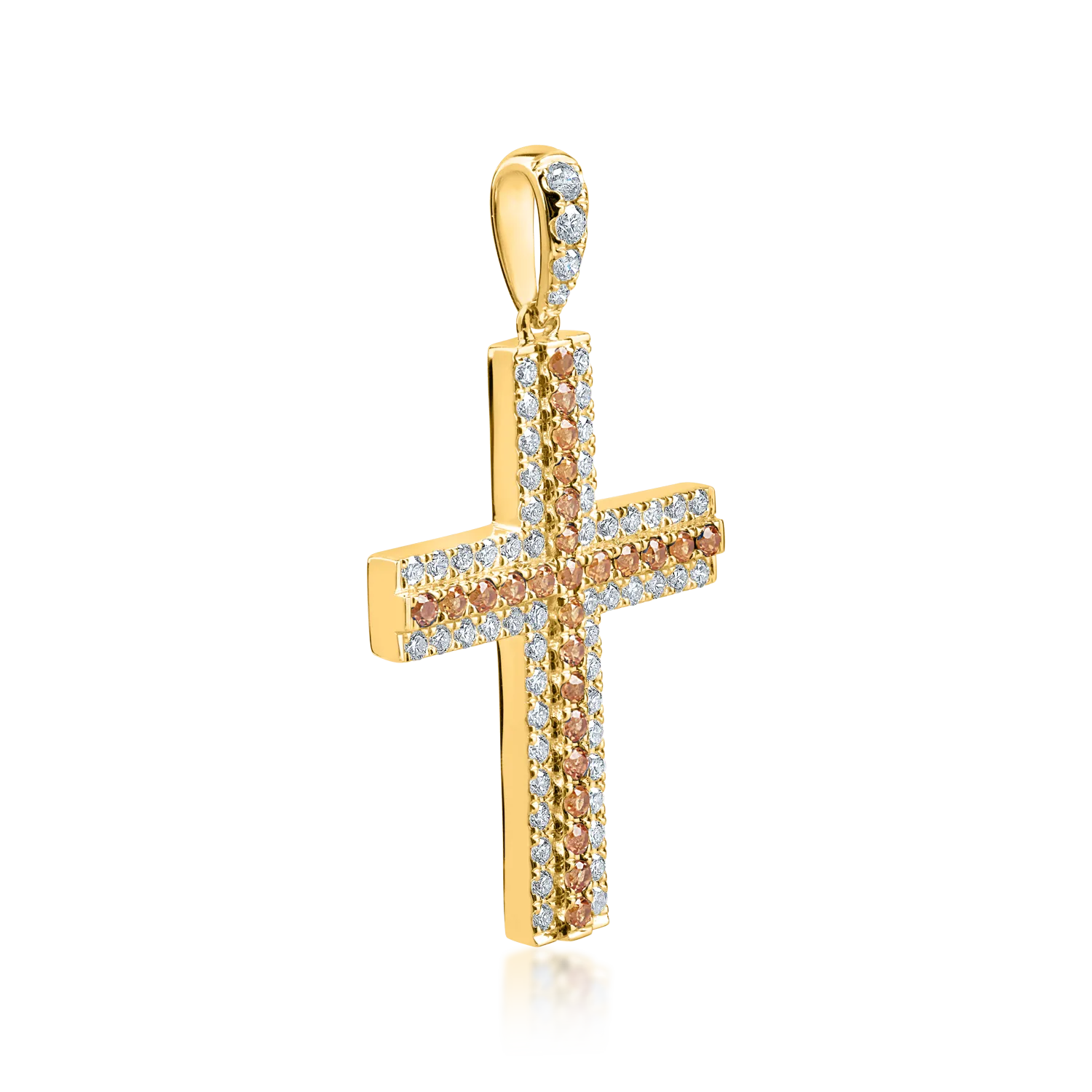 Yellow gold cross pendant with 0.9ct yellow sapphires and 0.9ct diamonds