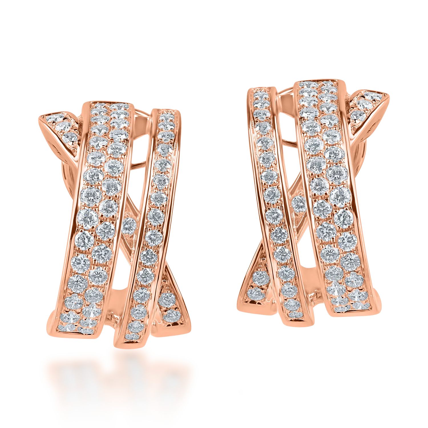 Cercei stilizati din aur roz cu diamante de 0.79ct