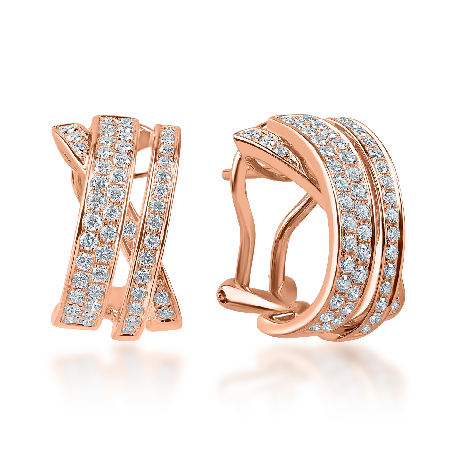 Kolczyki z różowego złota z diamentami o masie 0.79ct