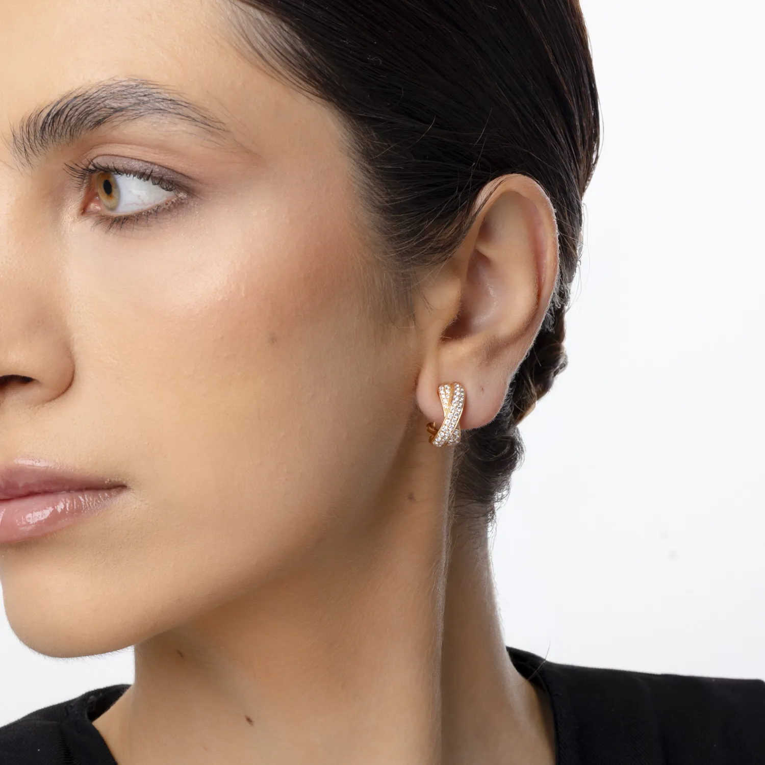 Rose gold geometric earrings with 1ct diamonds