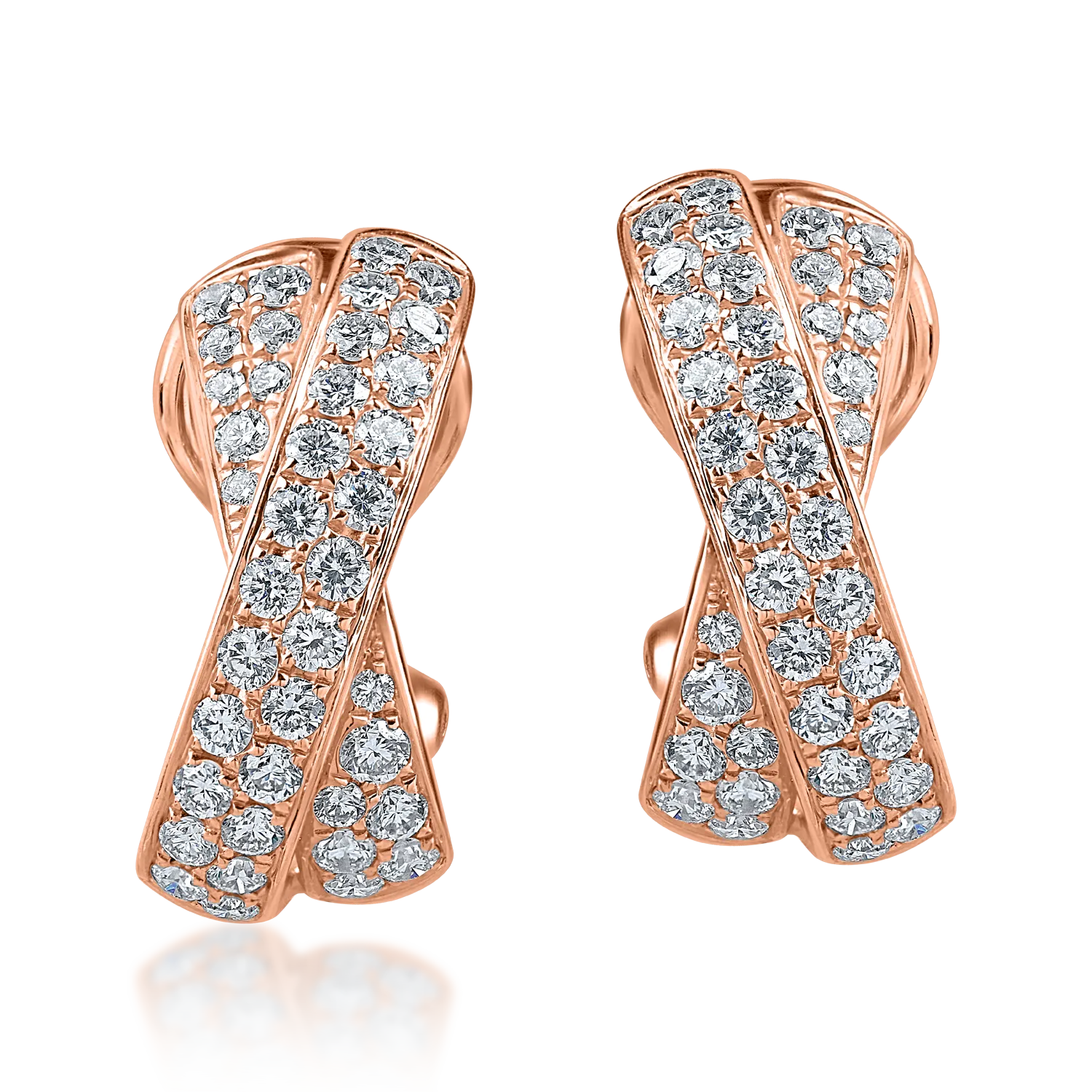 Cercei geometrici din aur roz cu diamante de 1.05ct