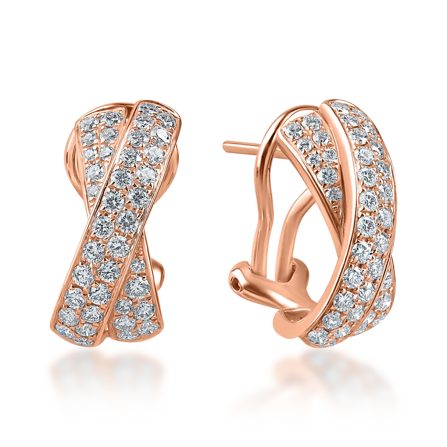 Rose gold geometric earrings with 1ct diamonds