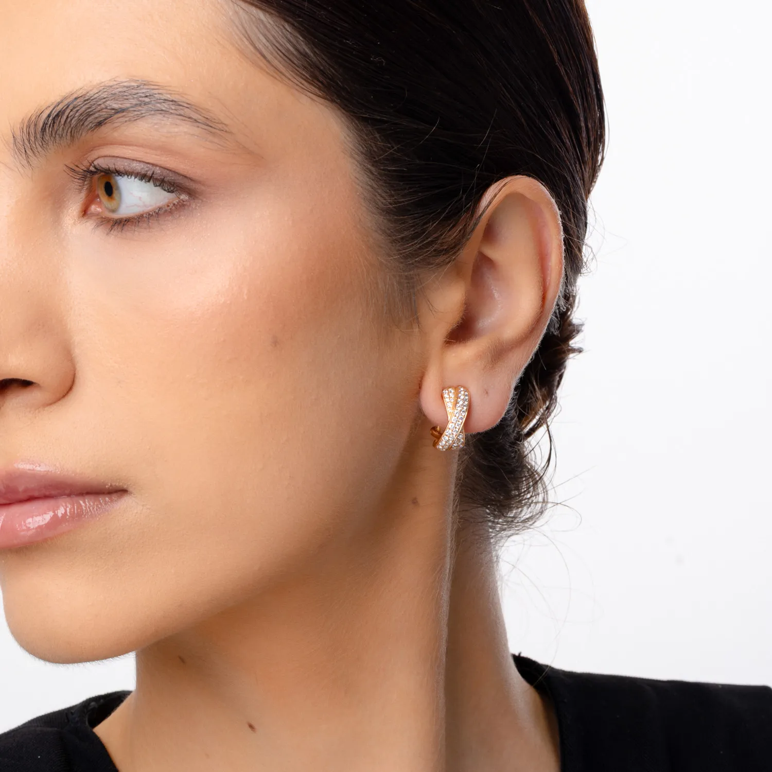 Rose gold geometric earrings with 1ct diamonds