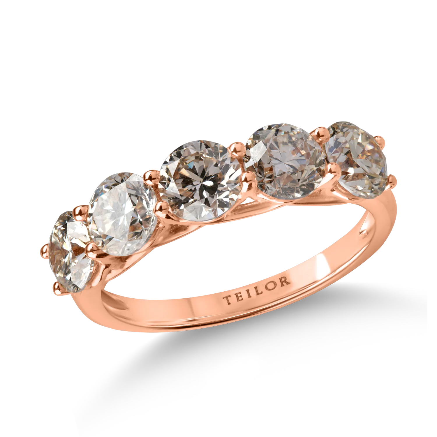 Teilor Inel semi eternity din aur roz cu diamante maro de 2.4ct