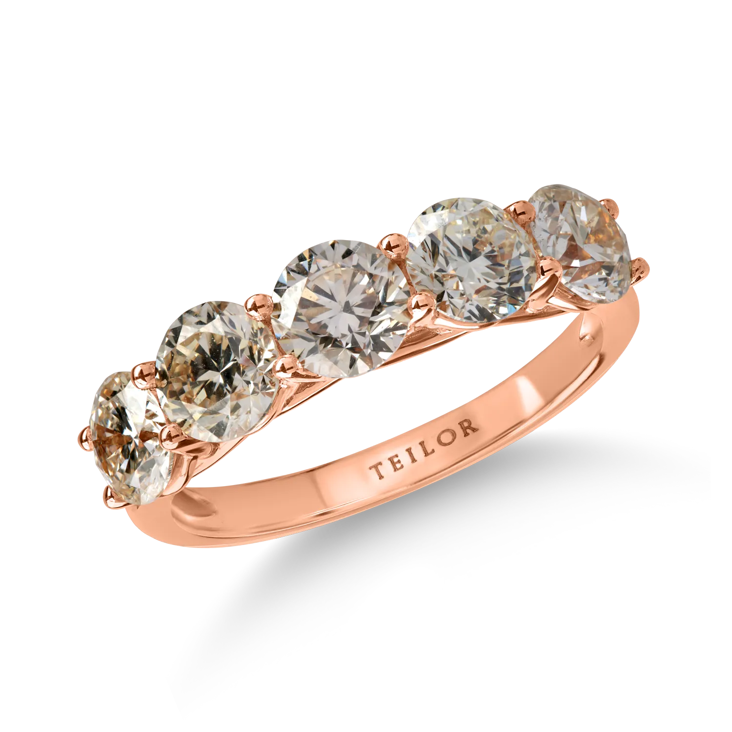 Rose gold half eternity ring with 2.3ct brown diamonds