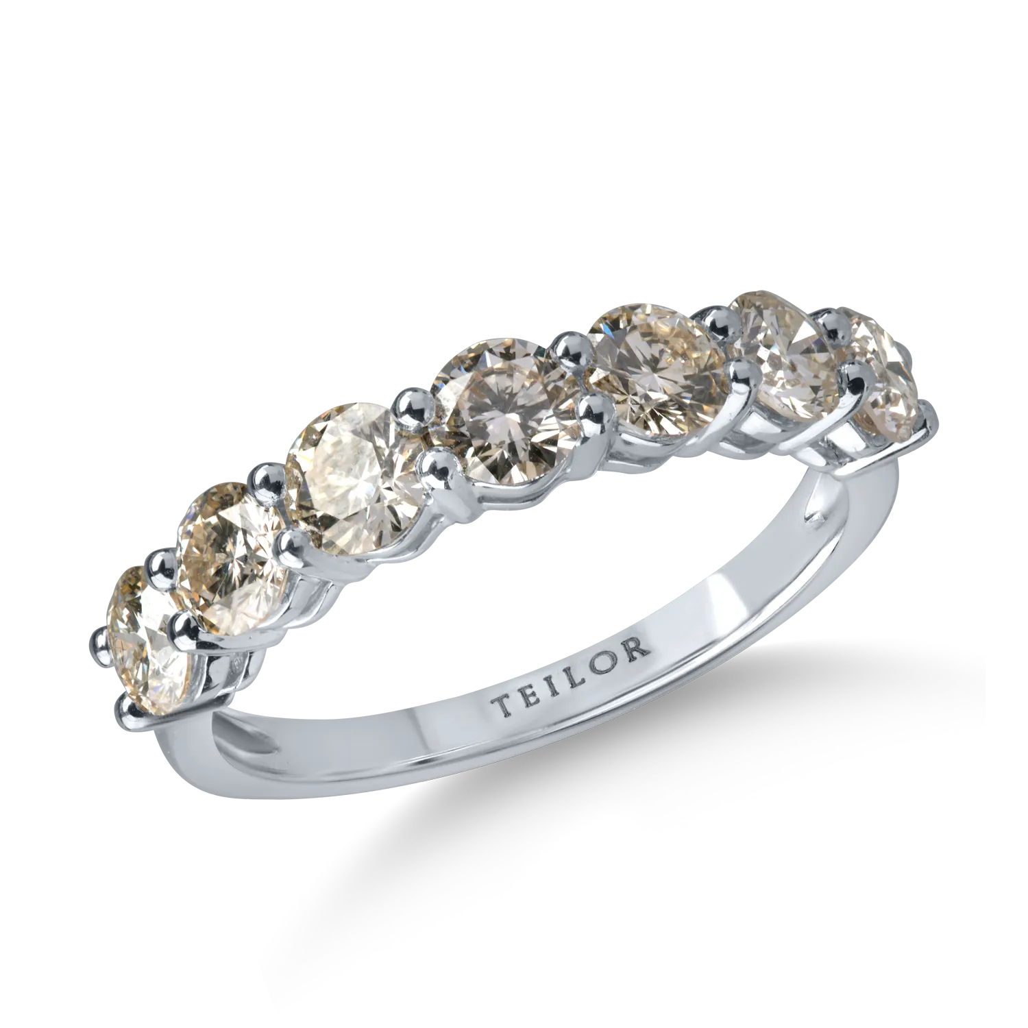 Inel semi eternity din aur alb cu diamante de 1.6ct