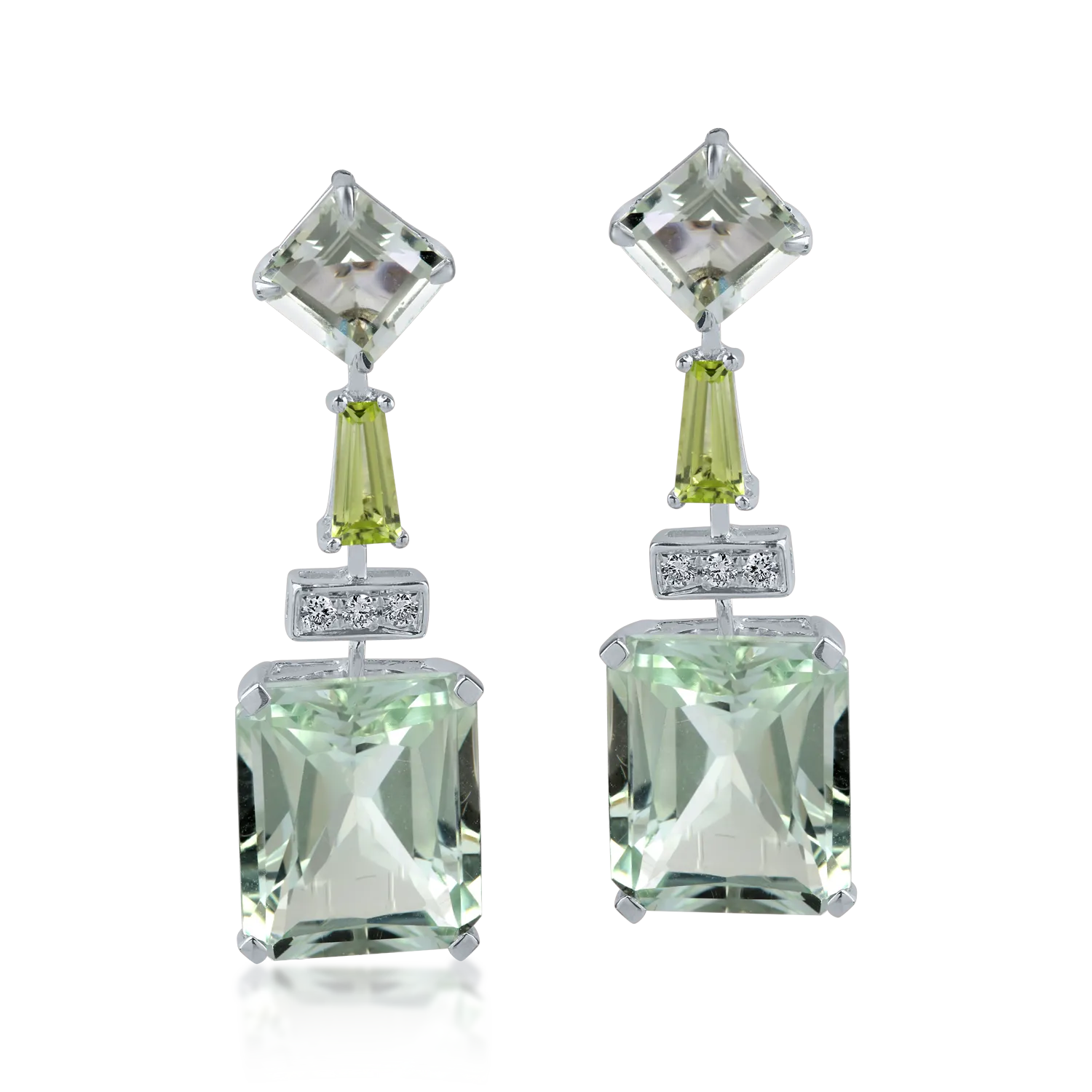 White gold earrings with 14.99 ct precious and semi-precious stones