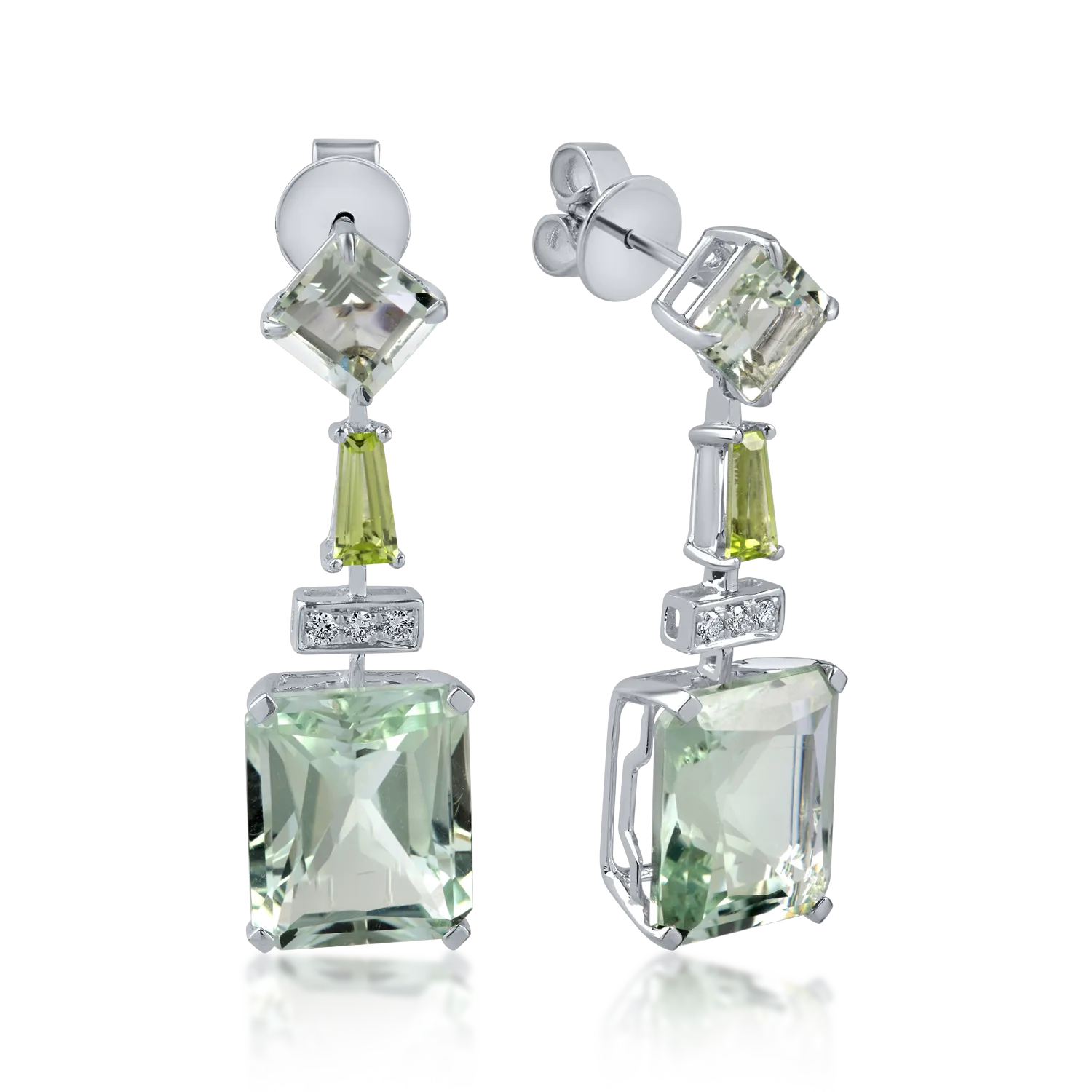 White gold earrings with 14.99 ct precious and semi-precious stones