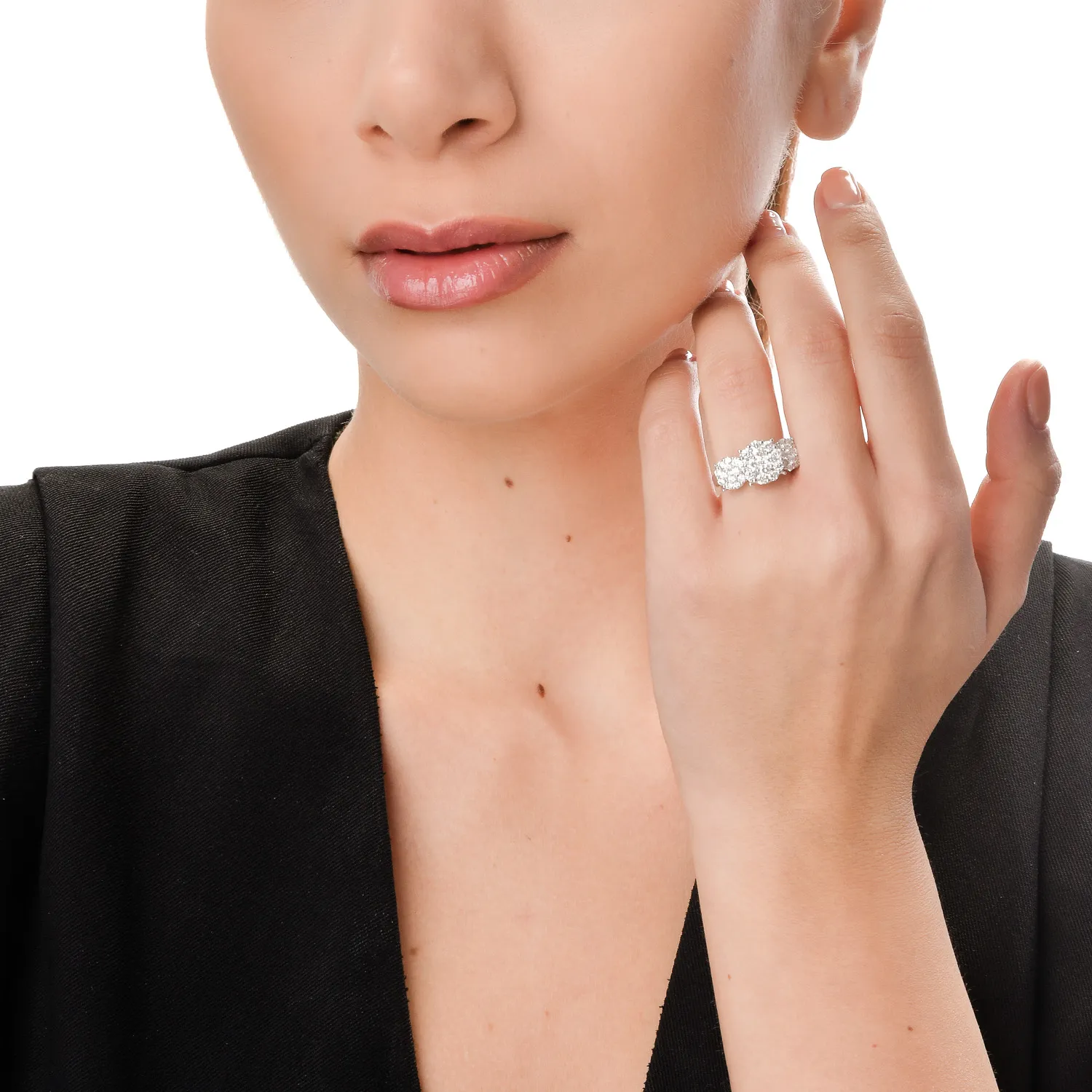 Inel din aur alb cu diamante microsetting de 1.5ct - Imagine 3