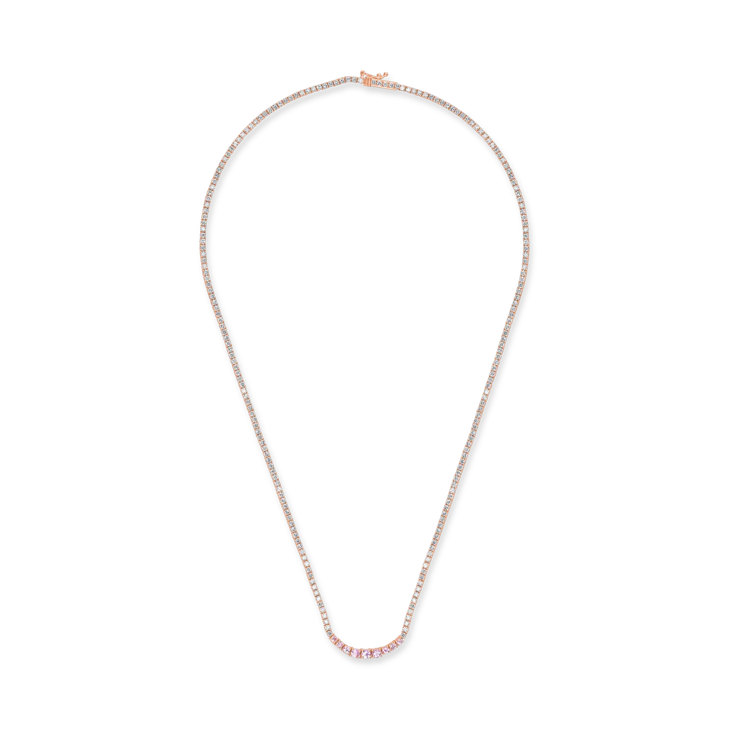 Rose gold tennis necklace with 0.5ct sapphires and 3.6ct diamonds