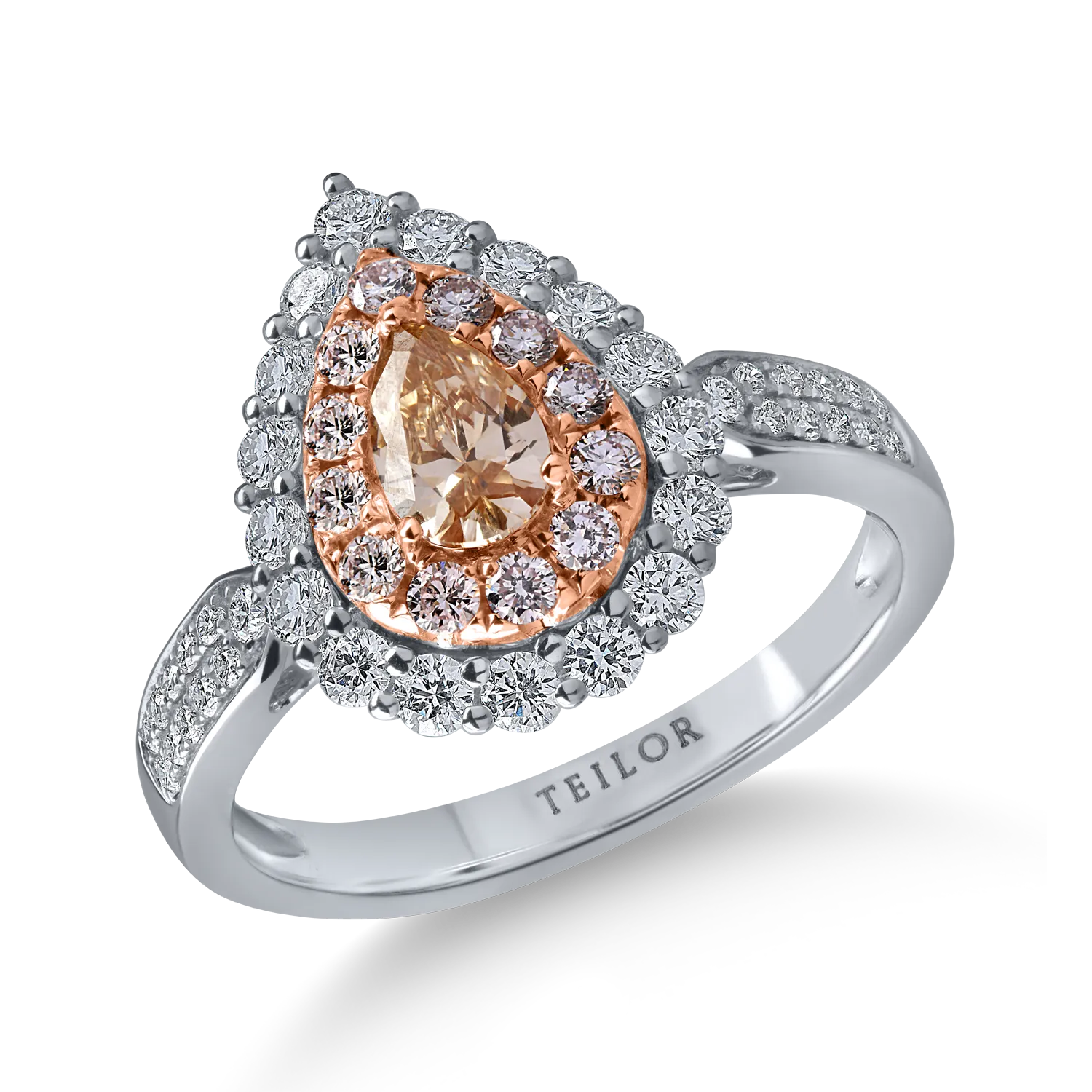 White-rose gold ring with 1.1ct diamonds