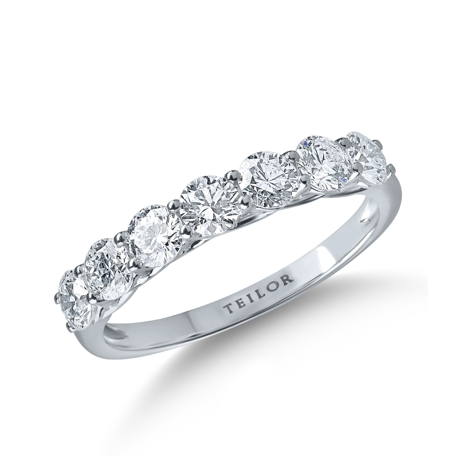 Inel semi eternity din aur alb cu diamante de 1ct