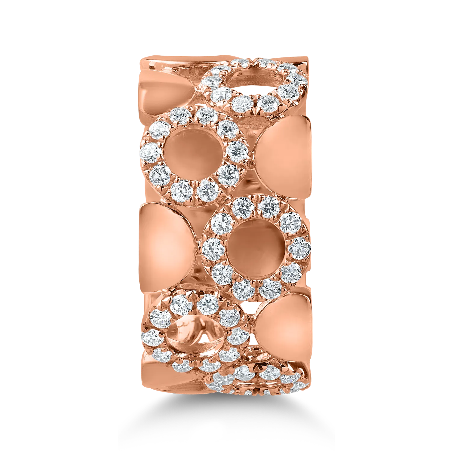 Inel geometric din aur roz cu diamante de 0.4ct