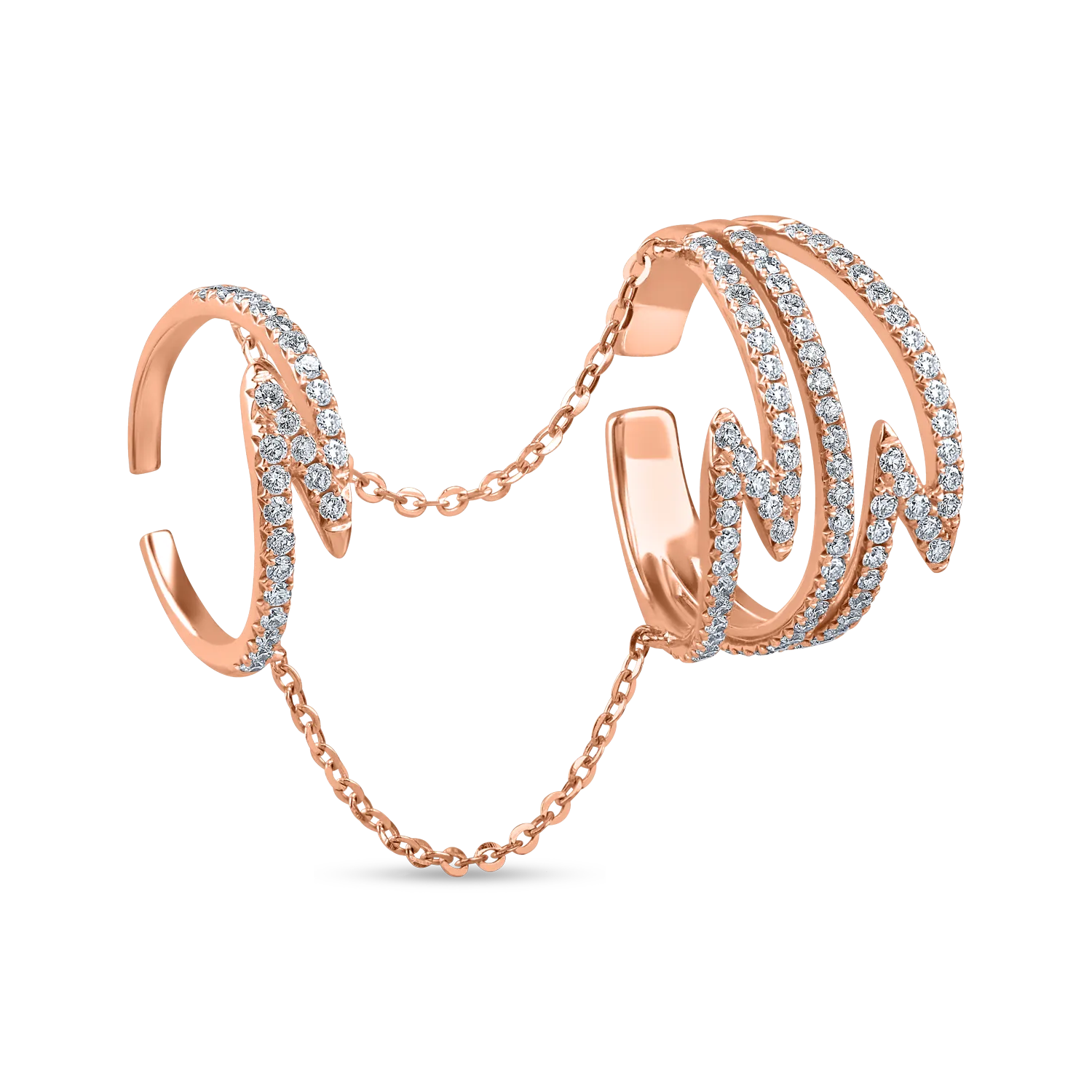 Rose gold double ring with 0.8ct diamonds