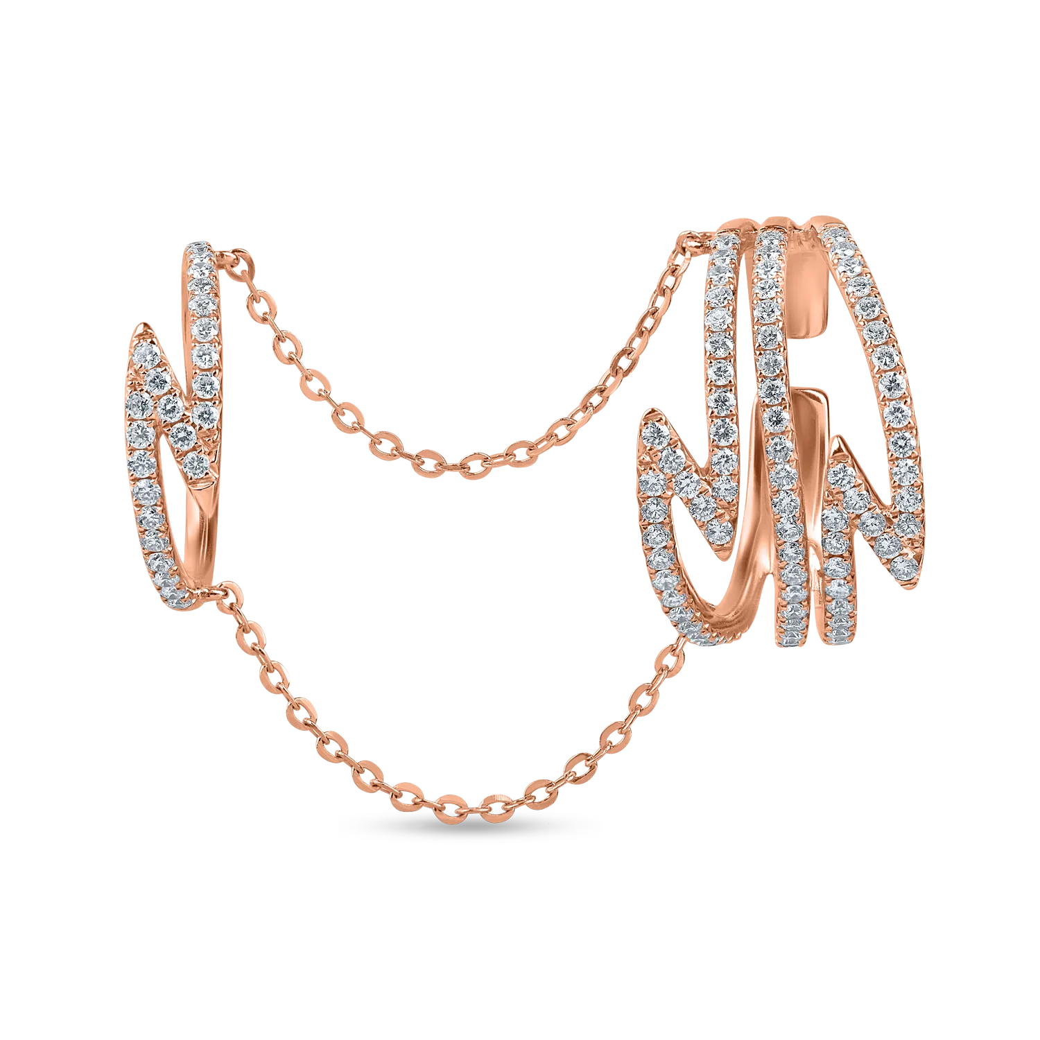 Inel dublu din aur roz cu diamante de 0.8ct