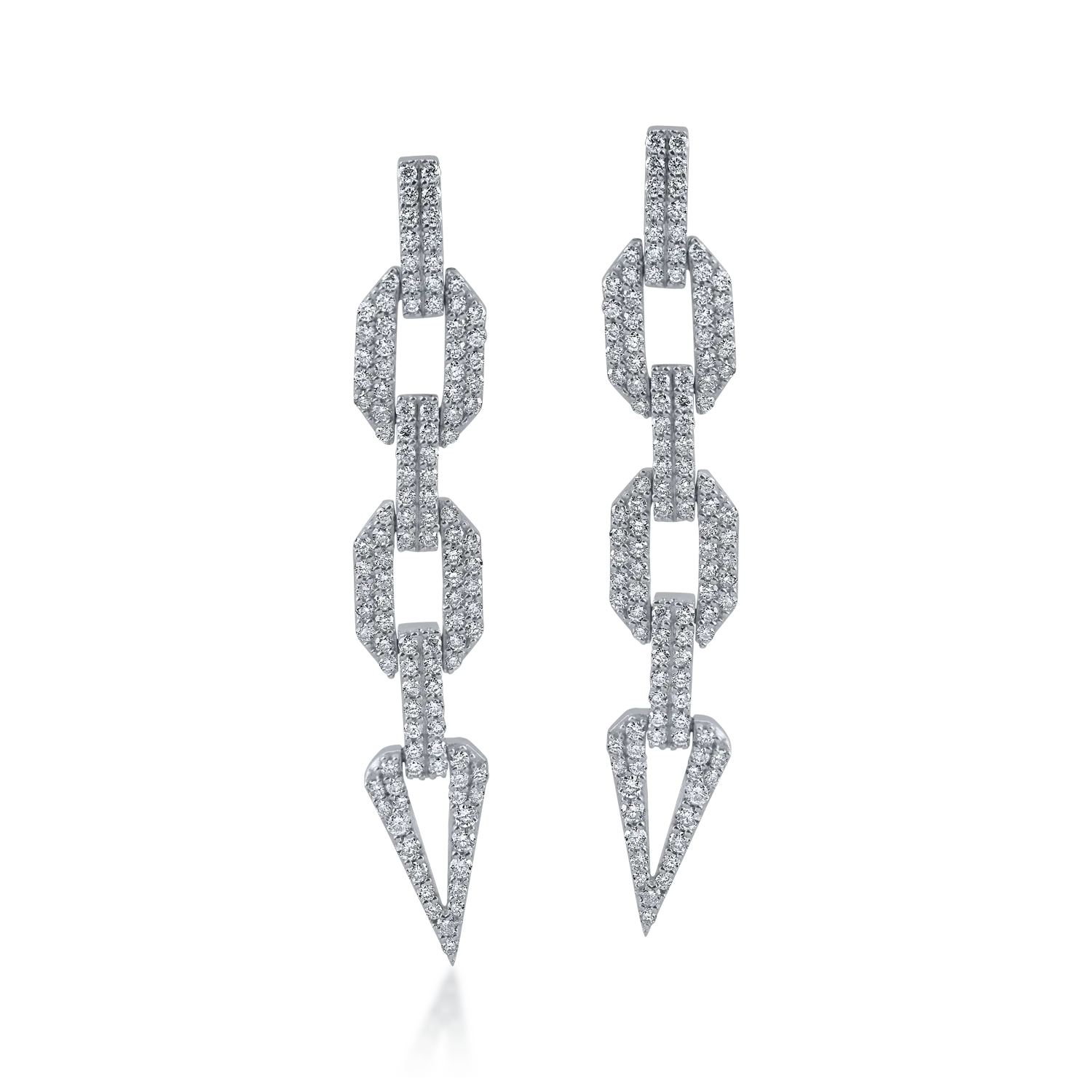 White gold long geometric earrings with 1.4ct diamonds