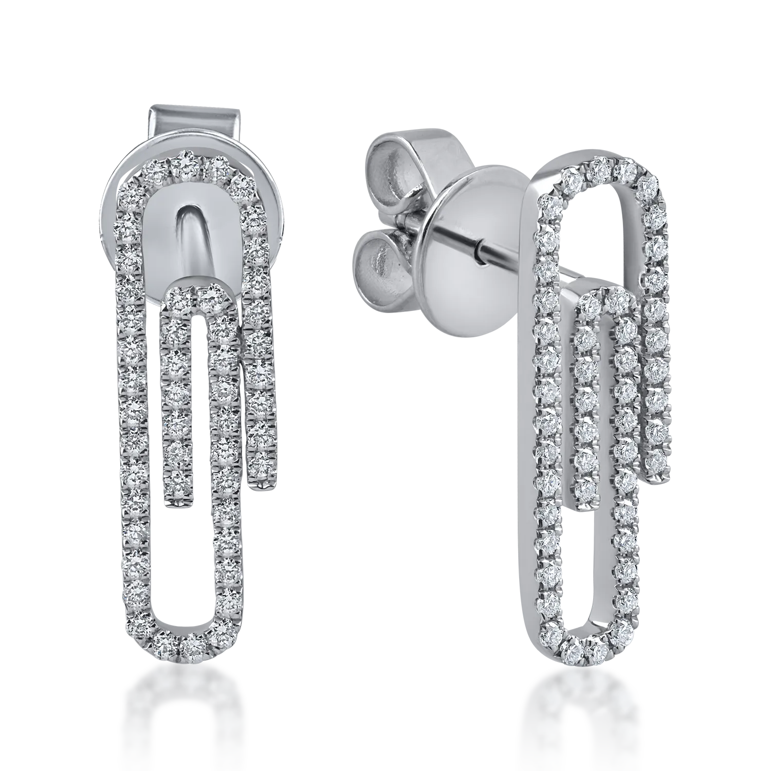 Teilor Cercei agrafe cu surub din aur alb cu diamante de 0.2ct
