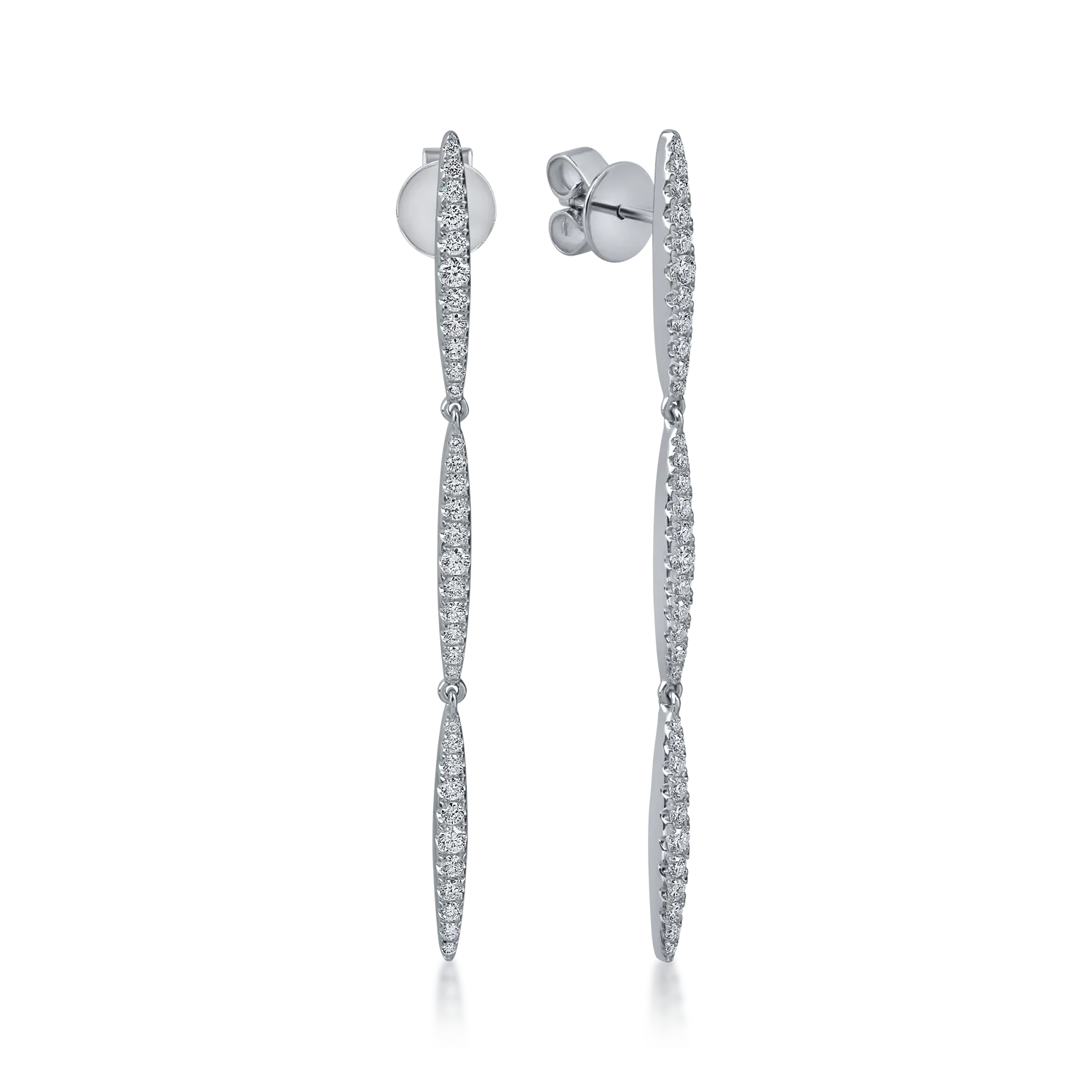 Teilor Cercei lungi din aur alb cu diamante de 0.8ct