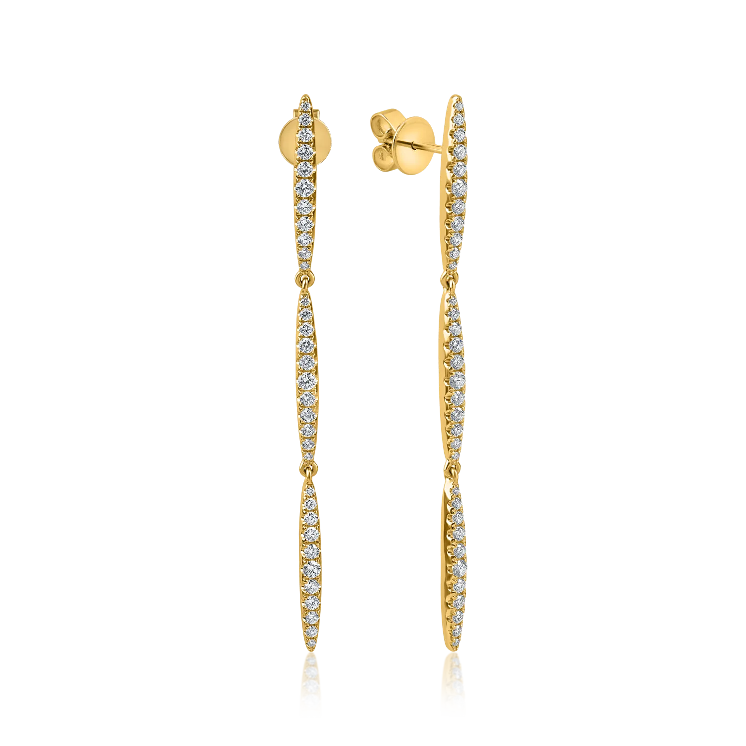 Teilor Cercei lungi minimalisti din aur galben cu diamante de 0.8ct