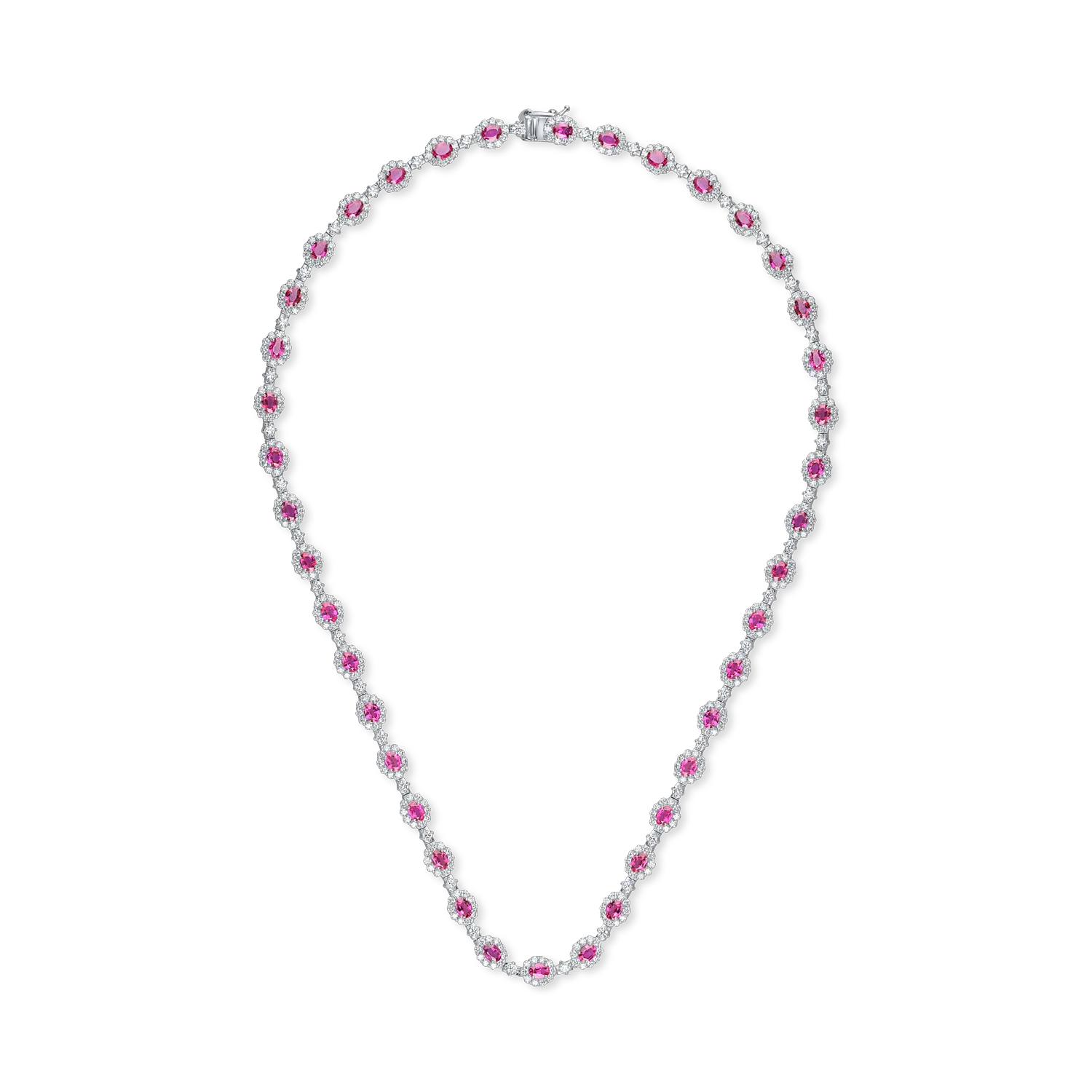 White gold necklace with 14.2ct rubies and diamonds