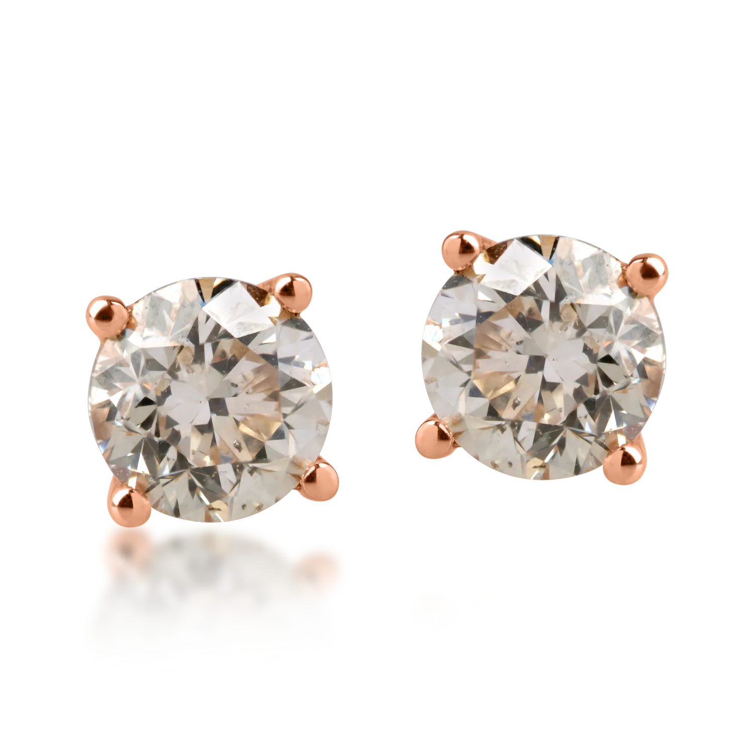 Cercei stud din aur roz cu diamante maro de 0.8ct