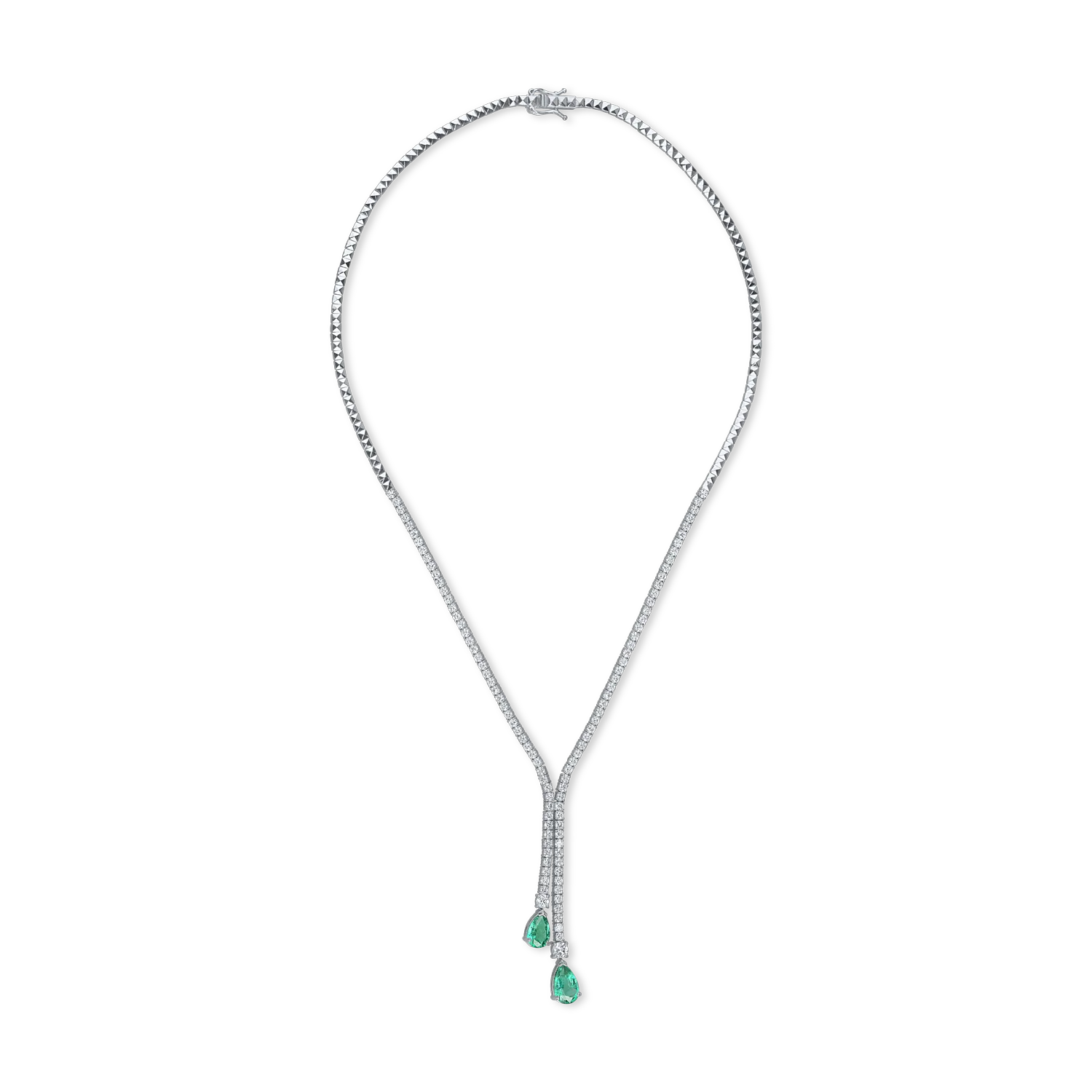 White gold chain with 1.7ct emeralds and 3.2ct diamonds