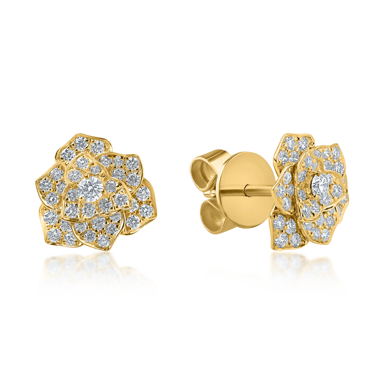 Cercei florali din aur galben cu diamante de 0.54ct