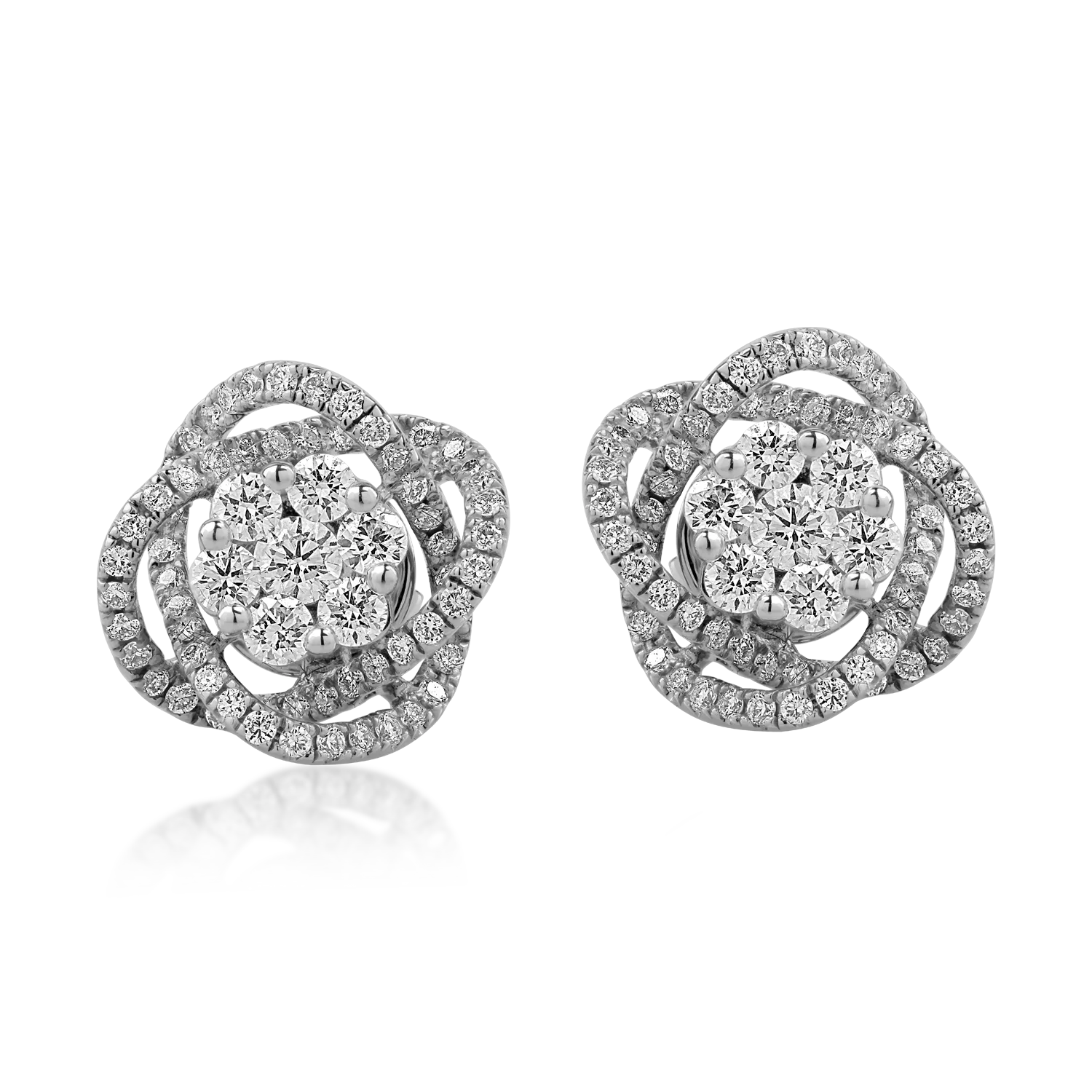Kolczyki z białego złota z diamentami o masie 0.9ct