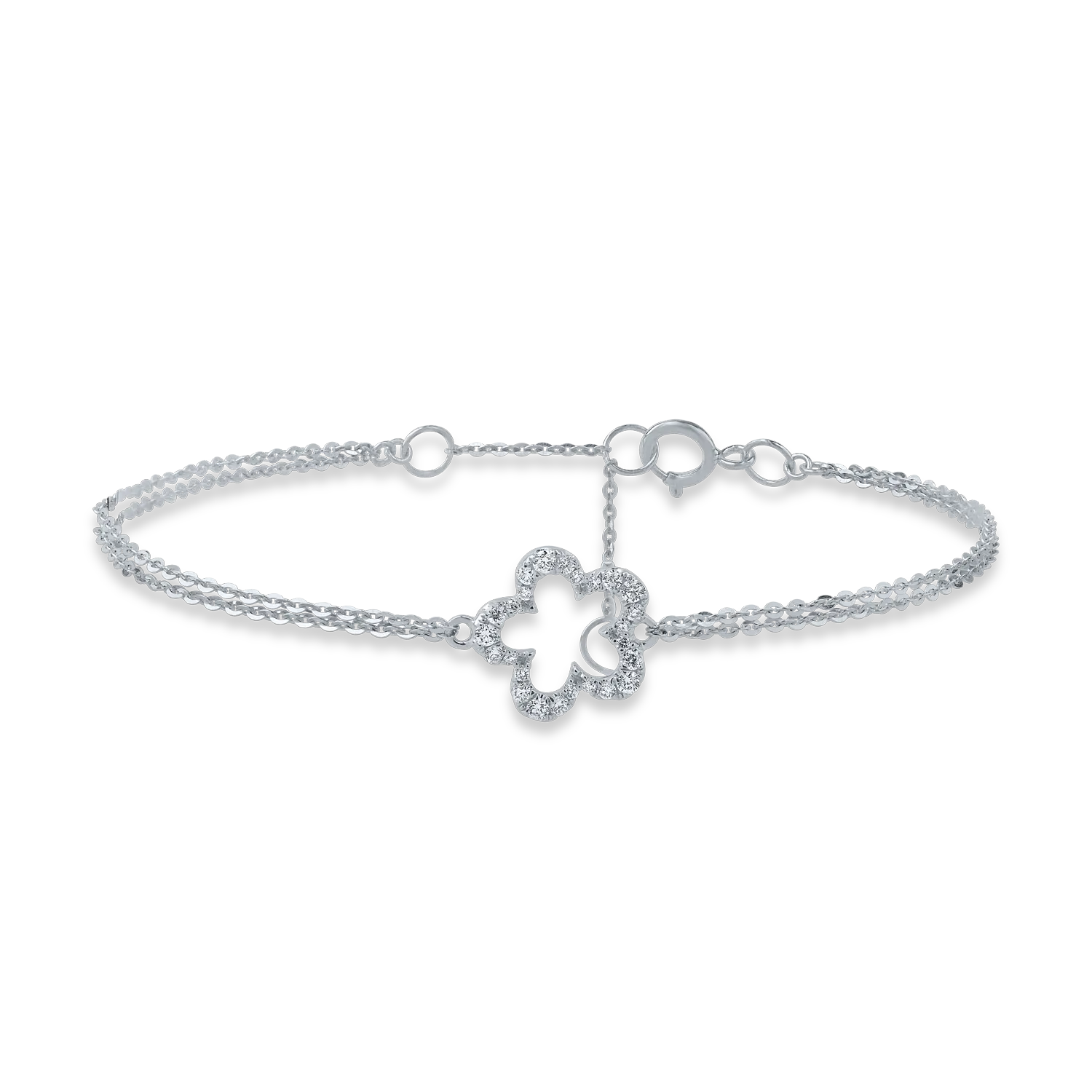 White gold flower pendant bracelet with 0.1ct diamonds