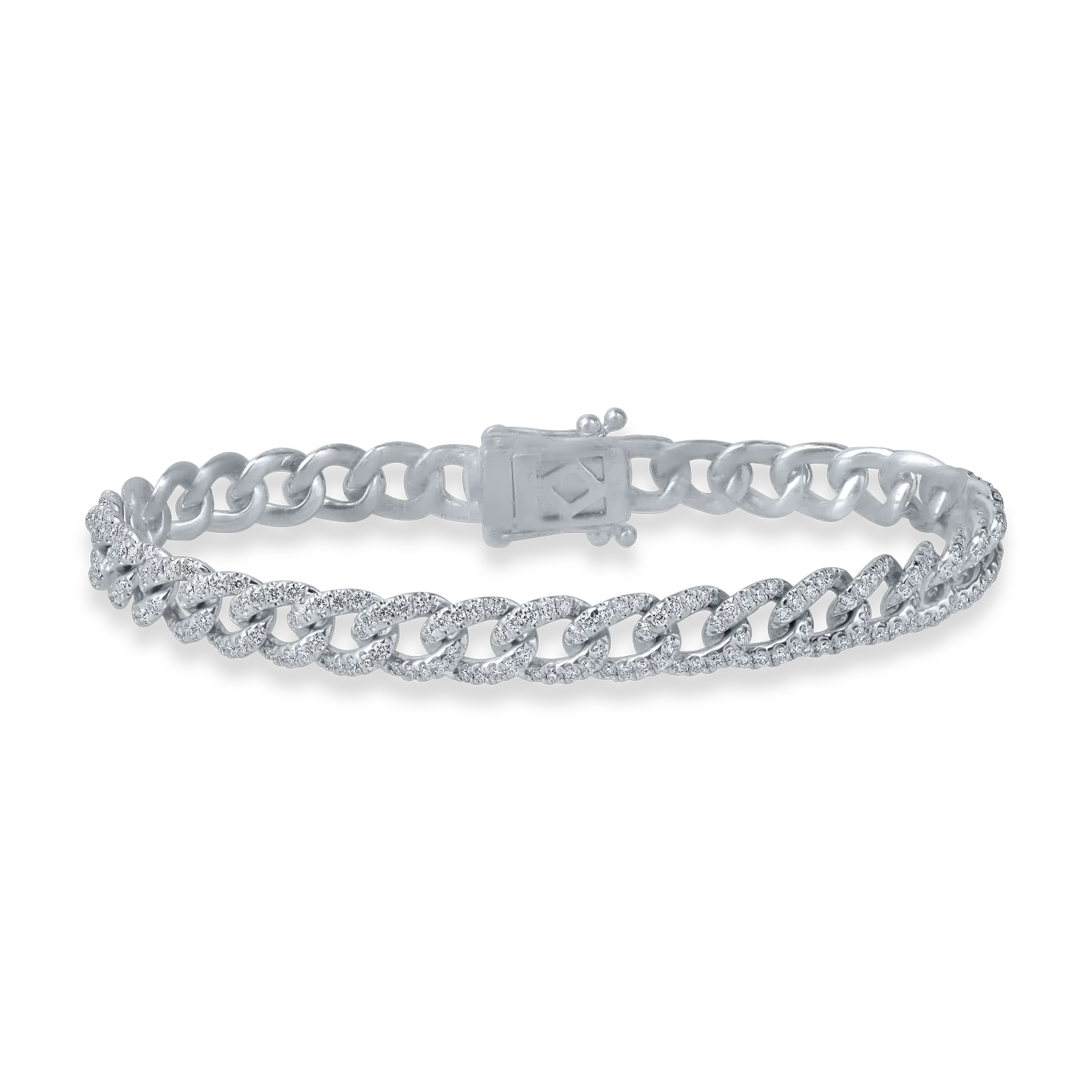 White gold link chain bracelet with 2.7ct diamonds