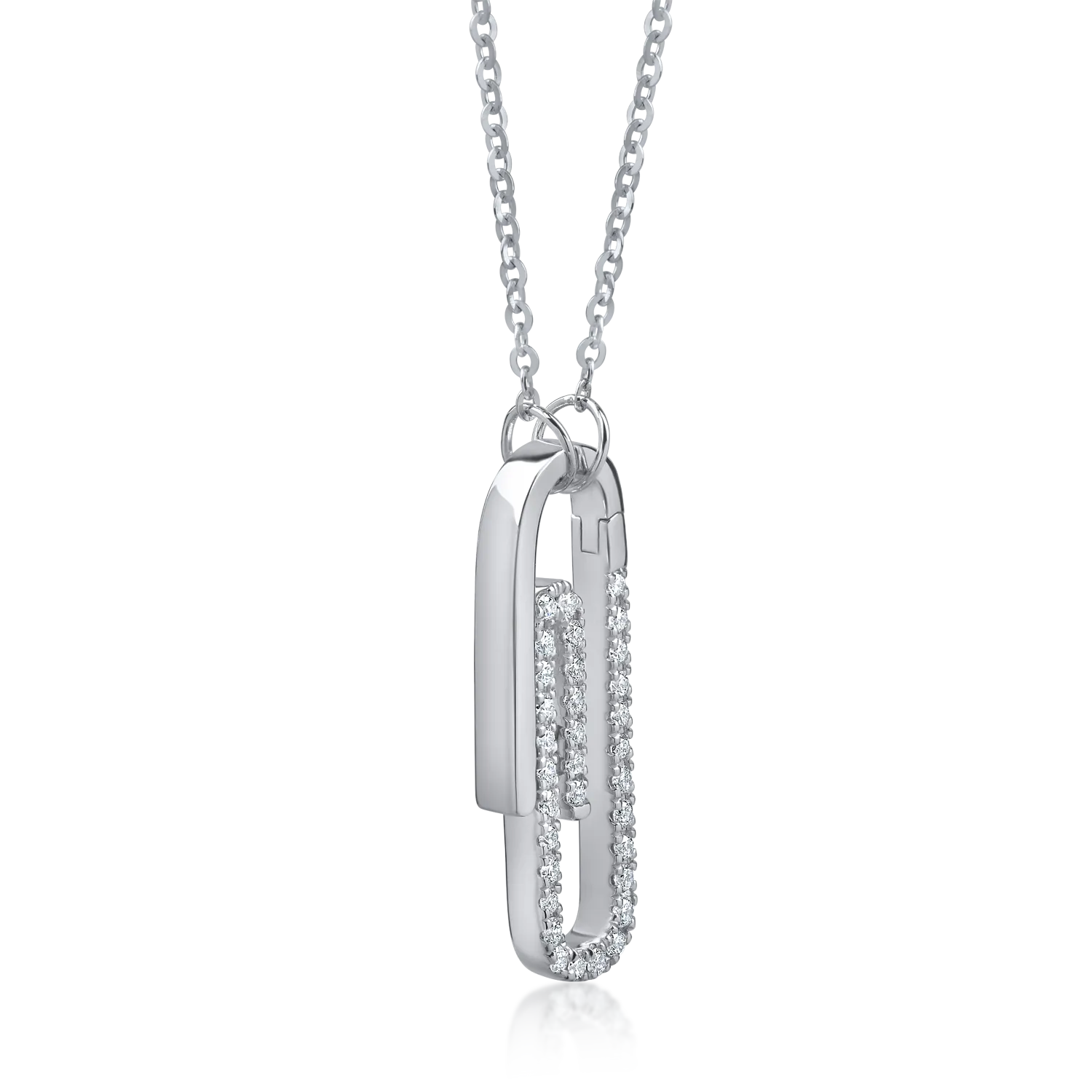 White gold clip pendant necklace with 0.1ct diamonds