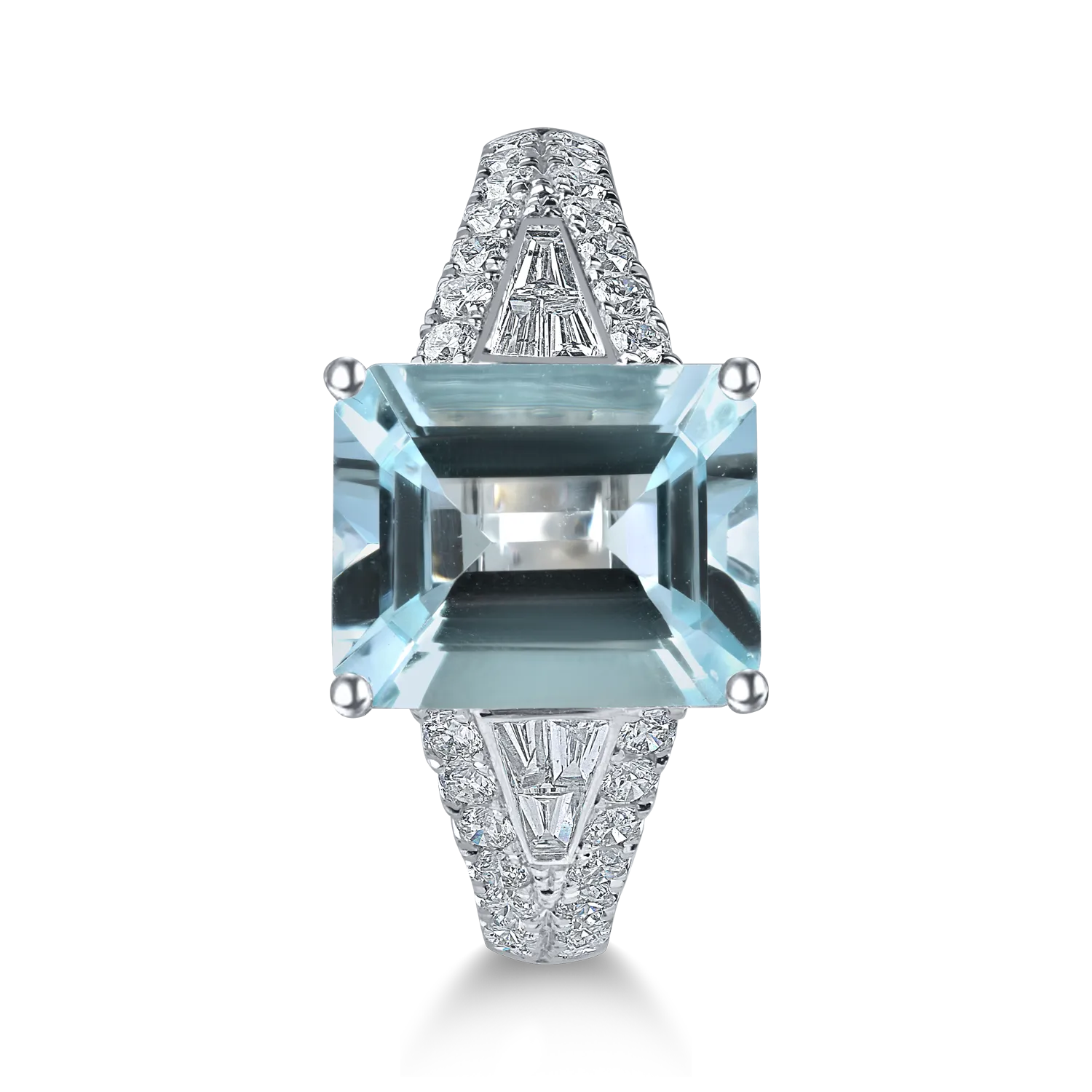 Pierścionek z białego złota z 2.46ct akwamarynem i 0.57ct diamentami