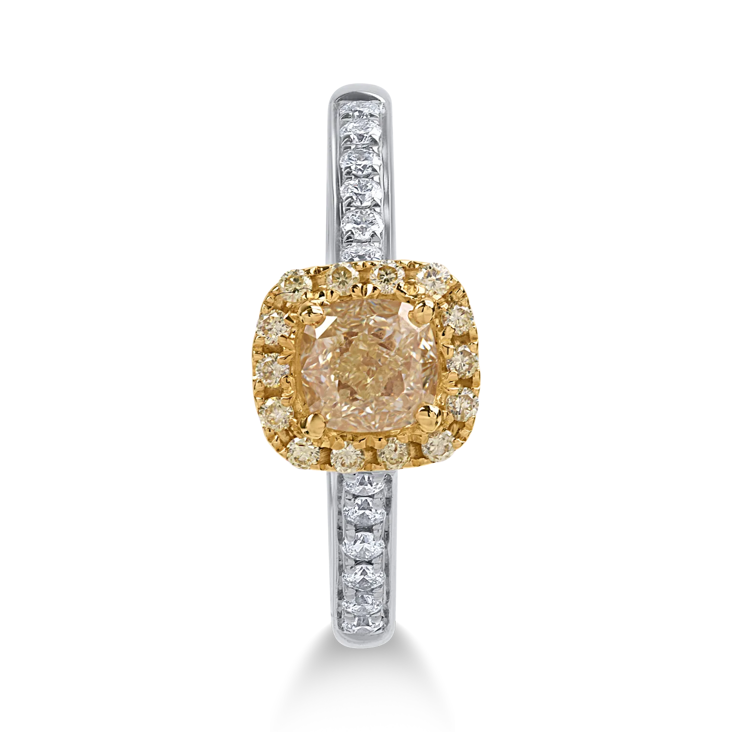 Yellow-white gold ring with 0.79ct yellow and clear diamonds