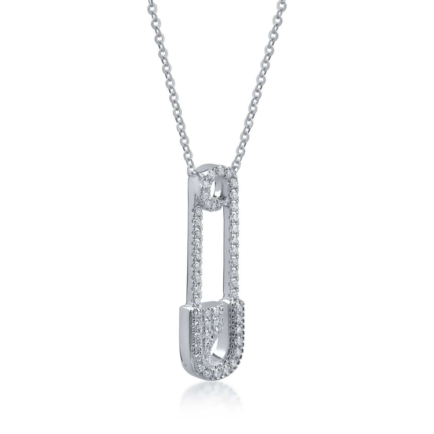 White gold clip pendant necklace with 0.2ct diamonds