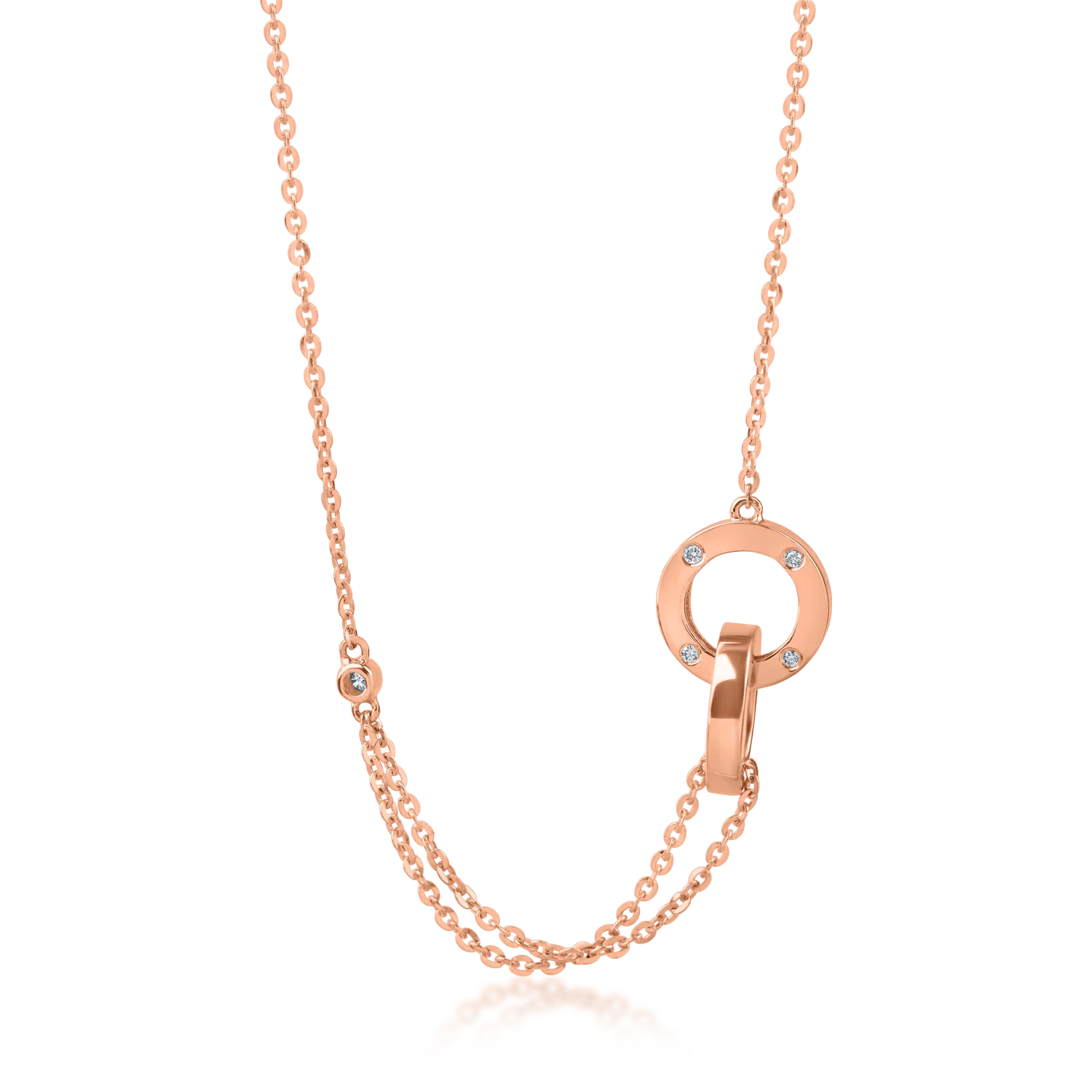 Rose gold circle pendants necklace with 0.02ct diamonds