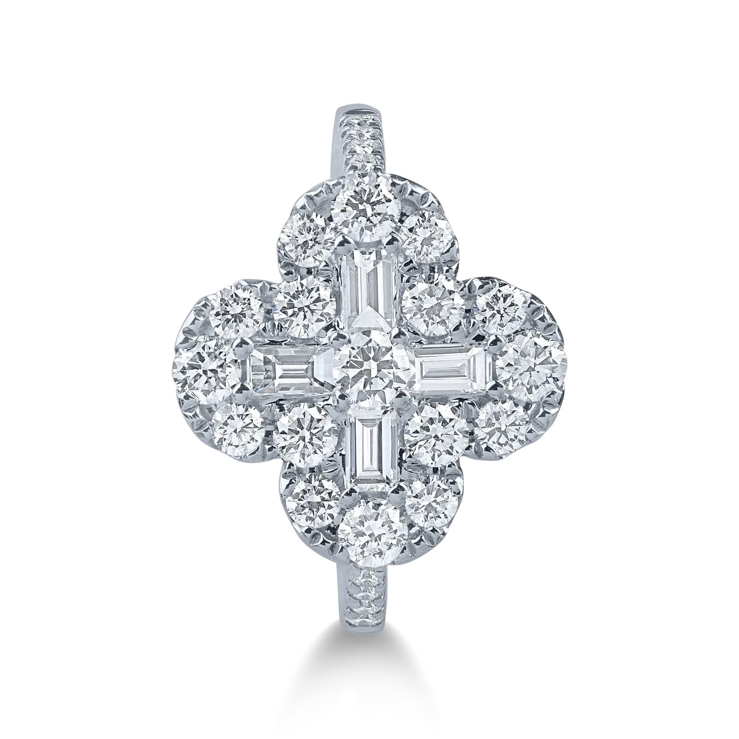 Inel geometric din aur alb cu diamante de 1.2ct
