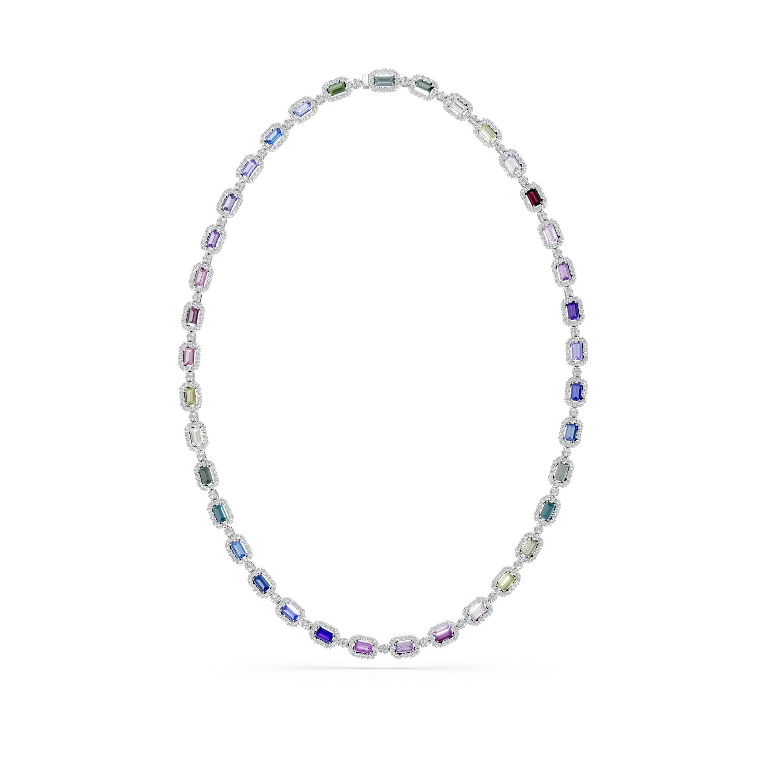 Naszyjnik platynowy z 17.4ct wielokolorowymi szafirami i diamentami